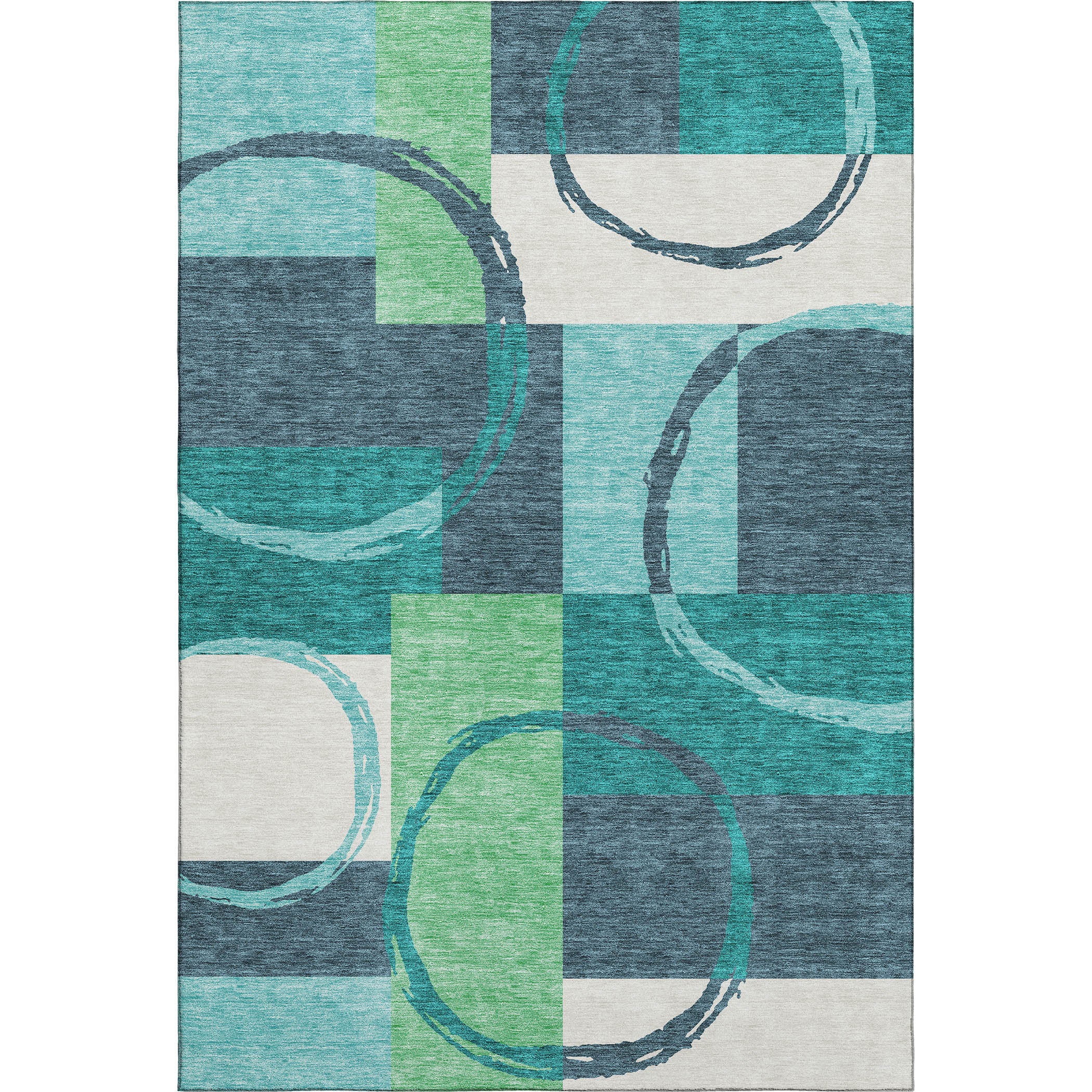 Istanbul Machine Washable Transitional Teal Rug 2'6" x 3'10" #shape_Rectangle