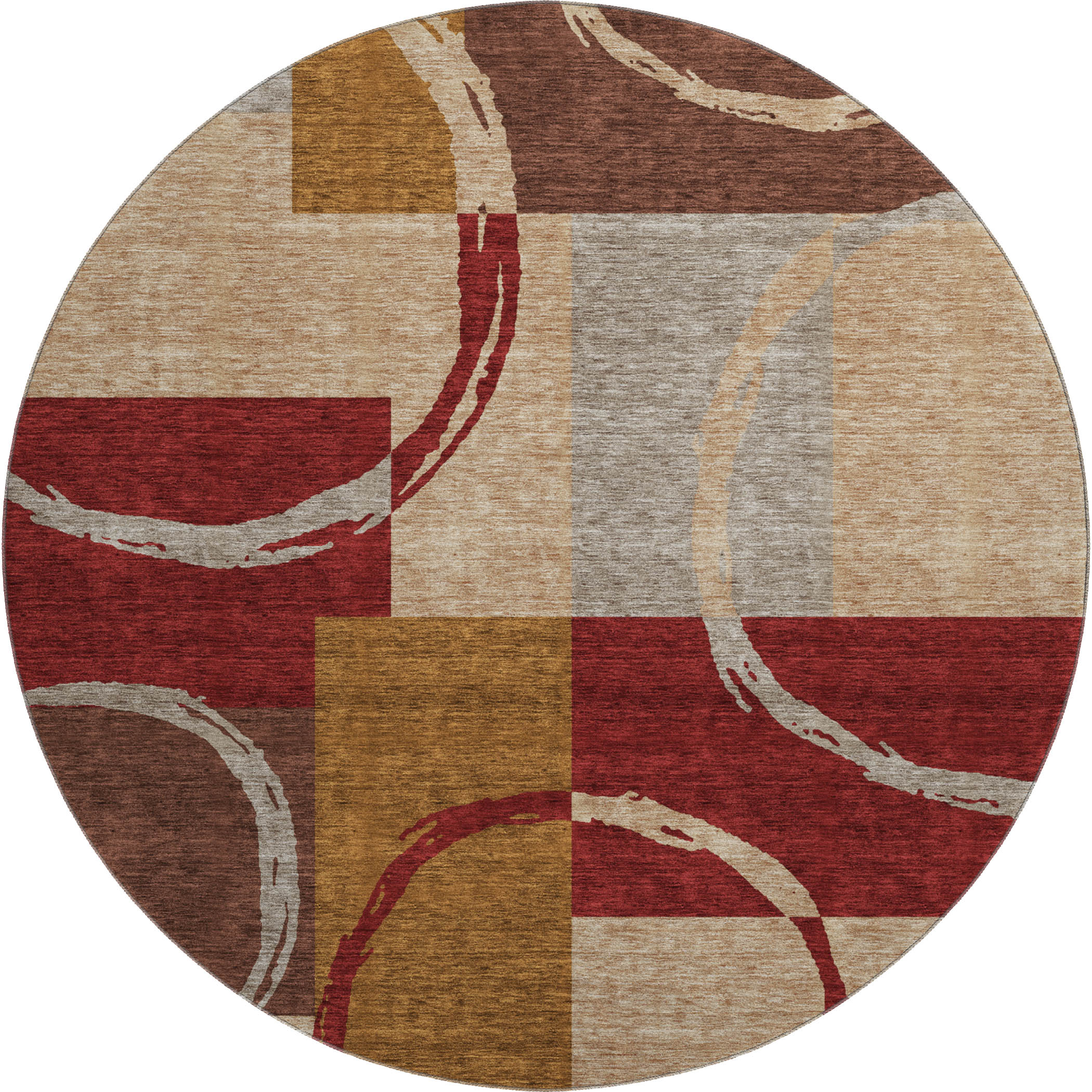 Istanbul Machine Washable Transitional Wheat Gold Rug 8' x 8' #shape_Round