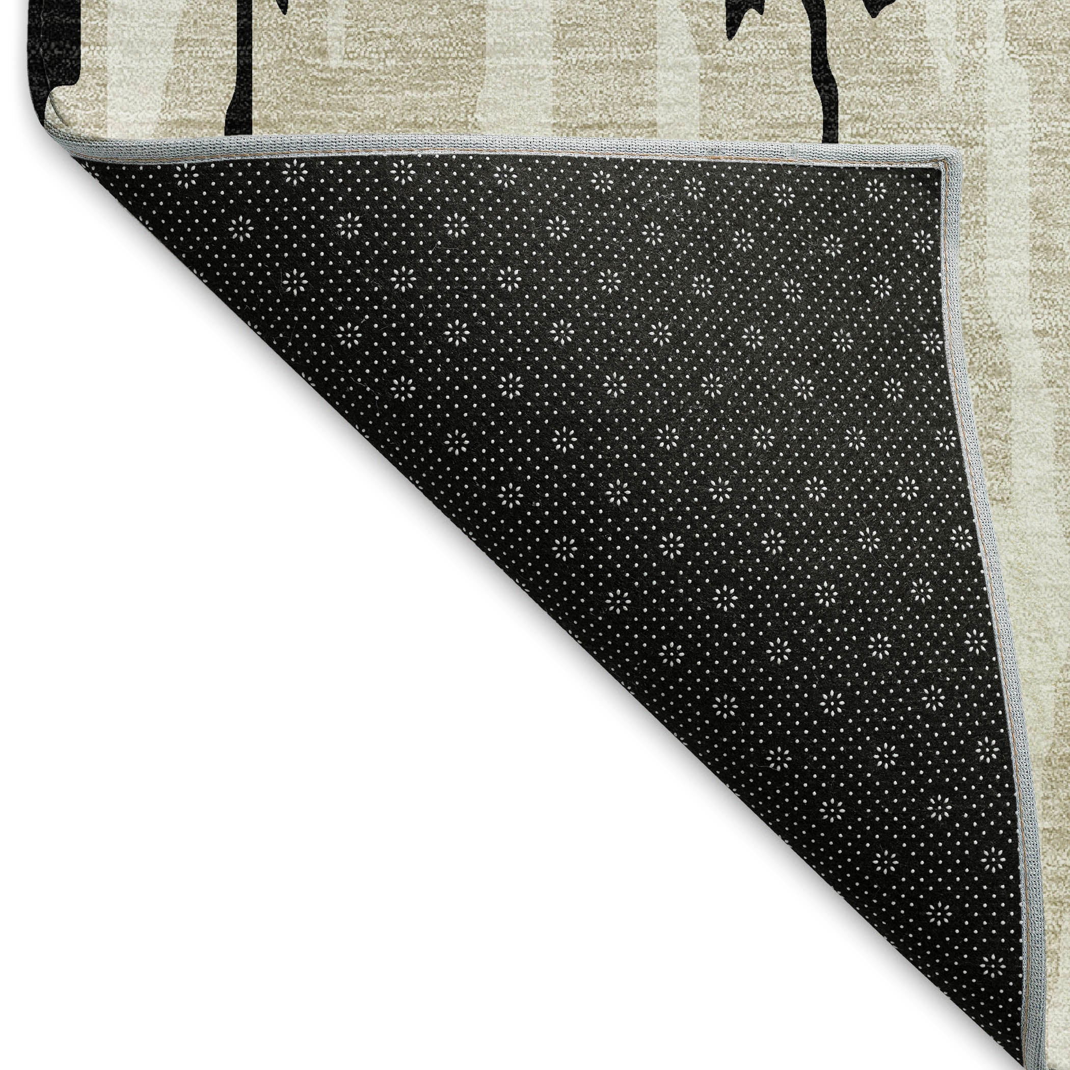 Porto Machine Washable Transitional Black Rug 1'8" x 2'6" #shape_Rectangle