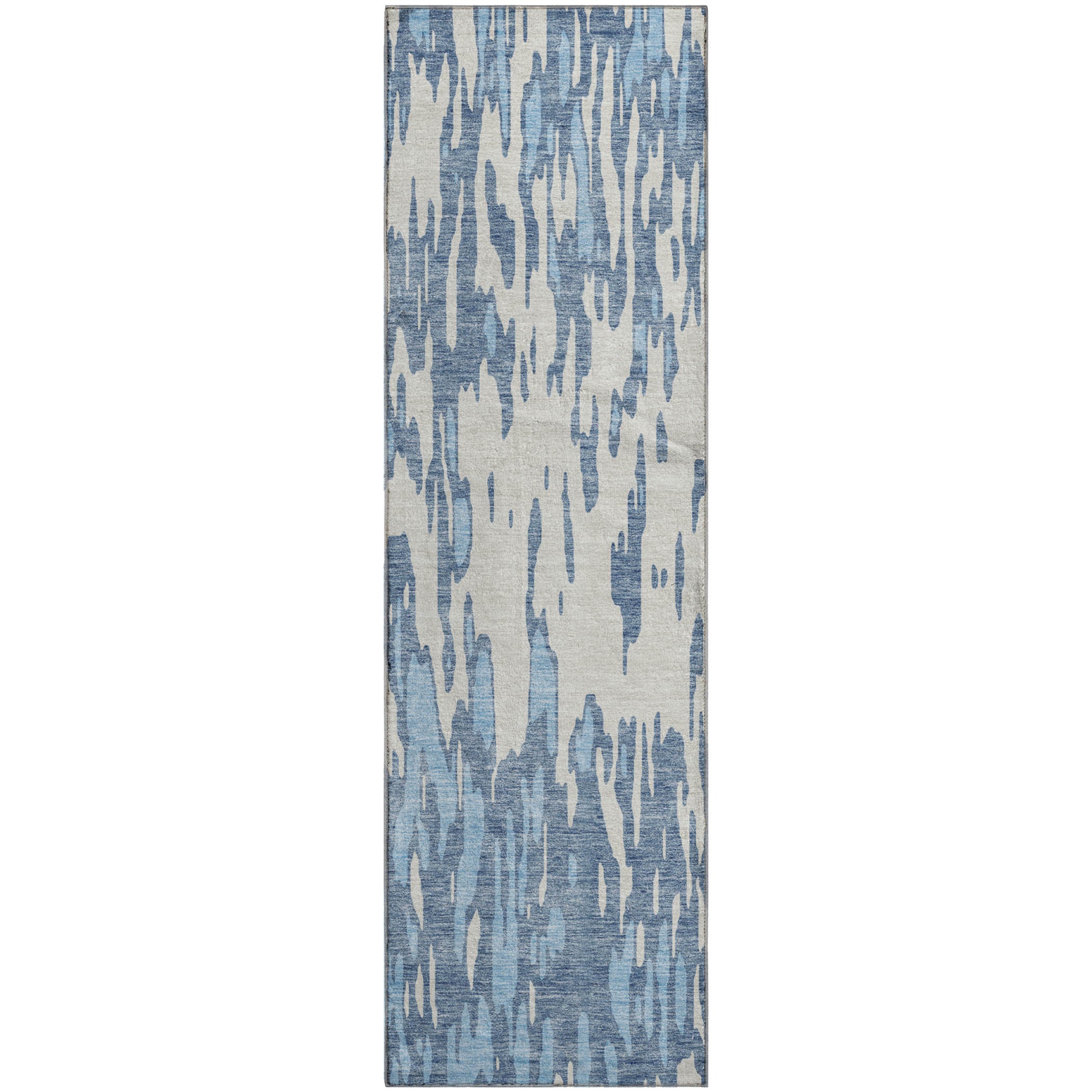 Porto Machine Washable Transitional Denim Blue Rug 2'3" x 7'6" #shape_Runner
