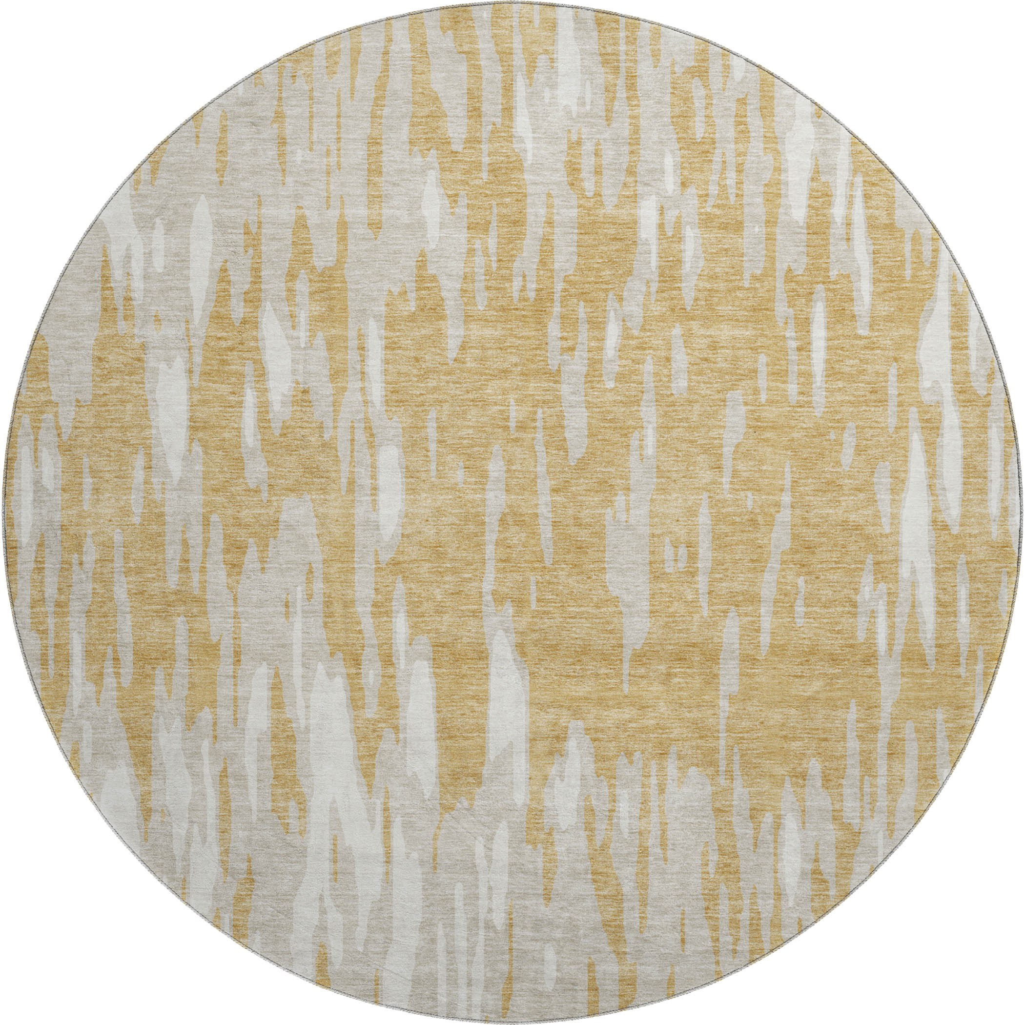 Porto Machine Washable Transitional Gold Rug 8' x 8' #shape_Round