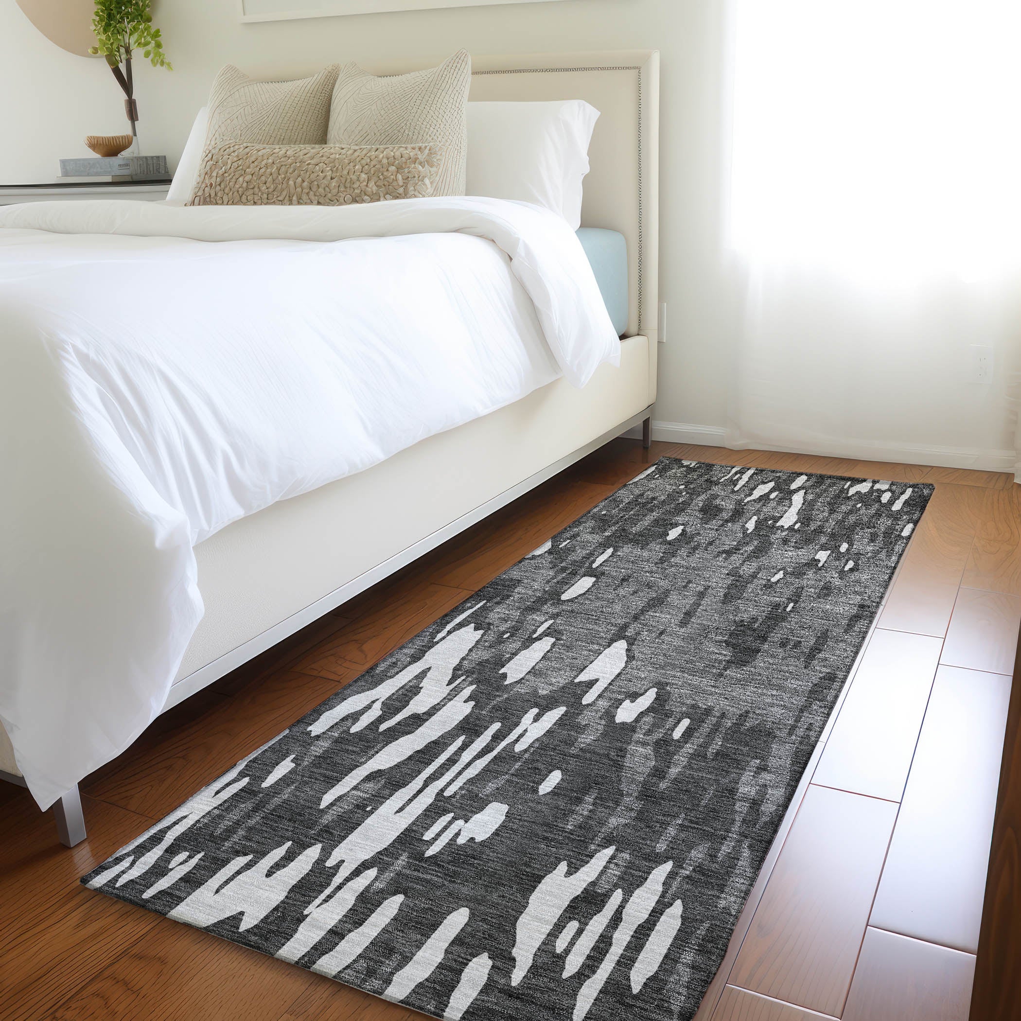 Porto Machine Washable Transitional Gray Rug 2'3" x 7'6" #shape_Runner
