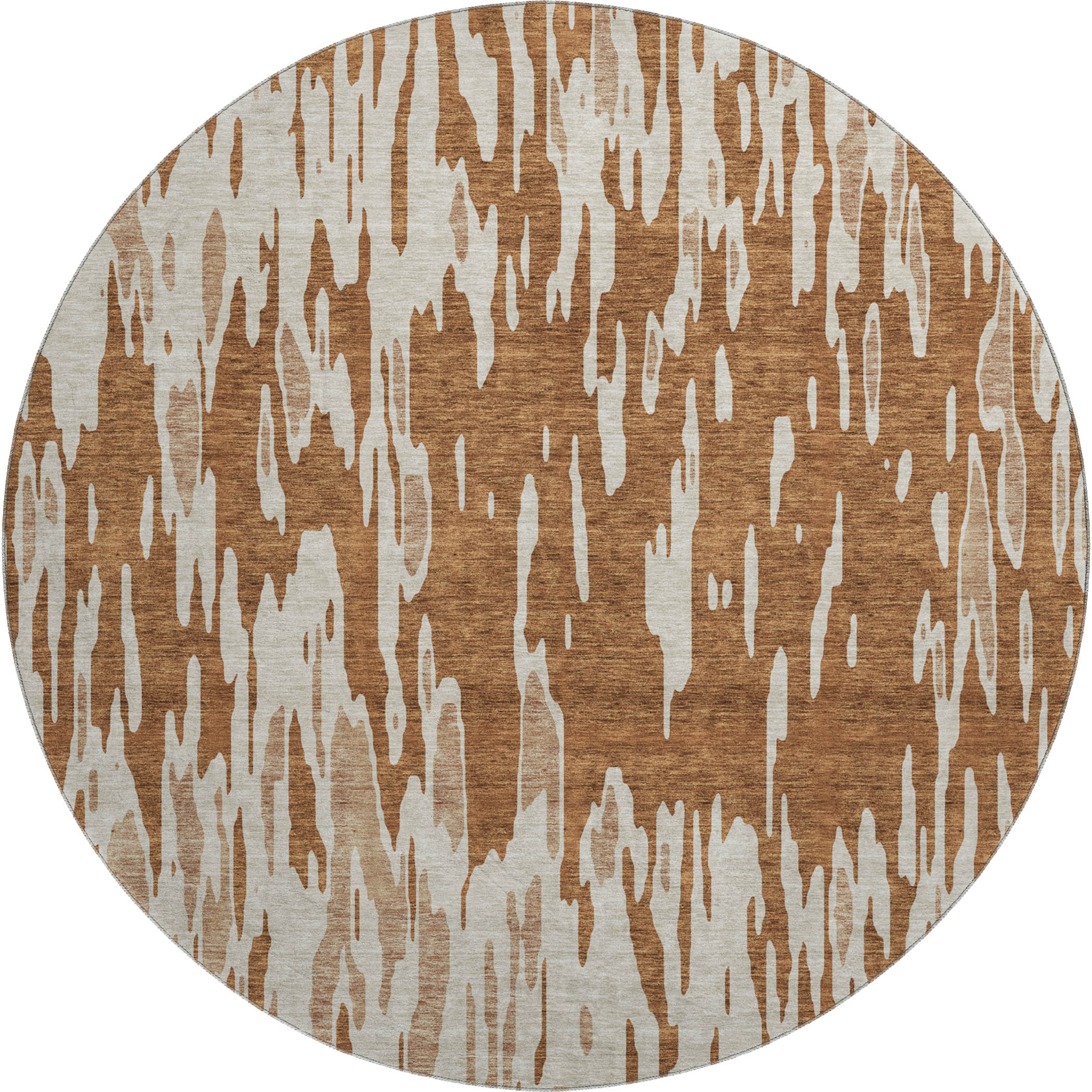 Porto Machine Washable Transitional Paprika Orange Rug 8' x 8' #shape_Round