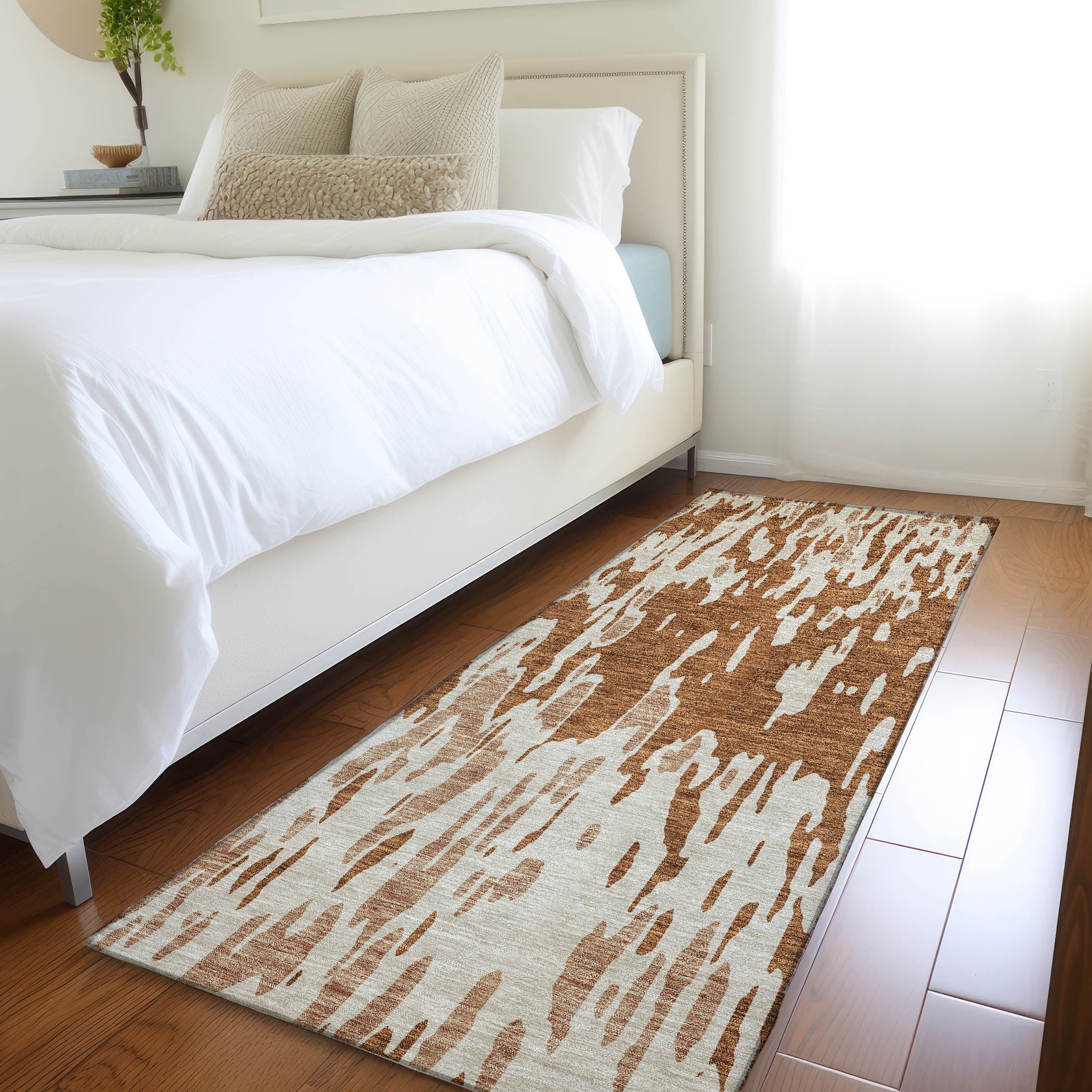 Porto Machine Washable Transitional Paprika Orange Rug 2'3" x 7'6" #shape_Runner