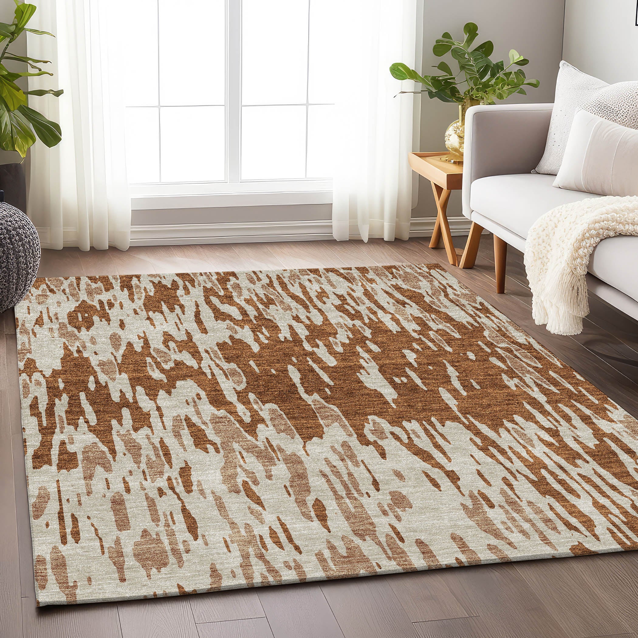 Porto Machine Washable Transitional Paprika Orange Rug 2'6" x 3'10" #shape_Rectangle