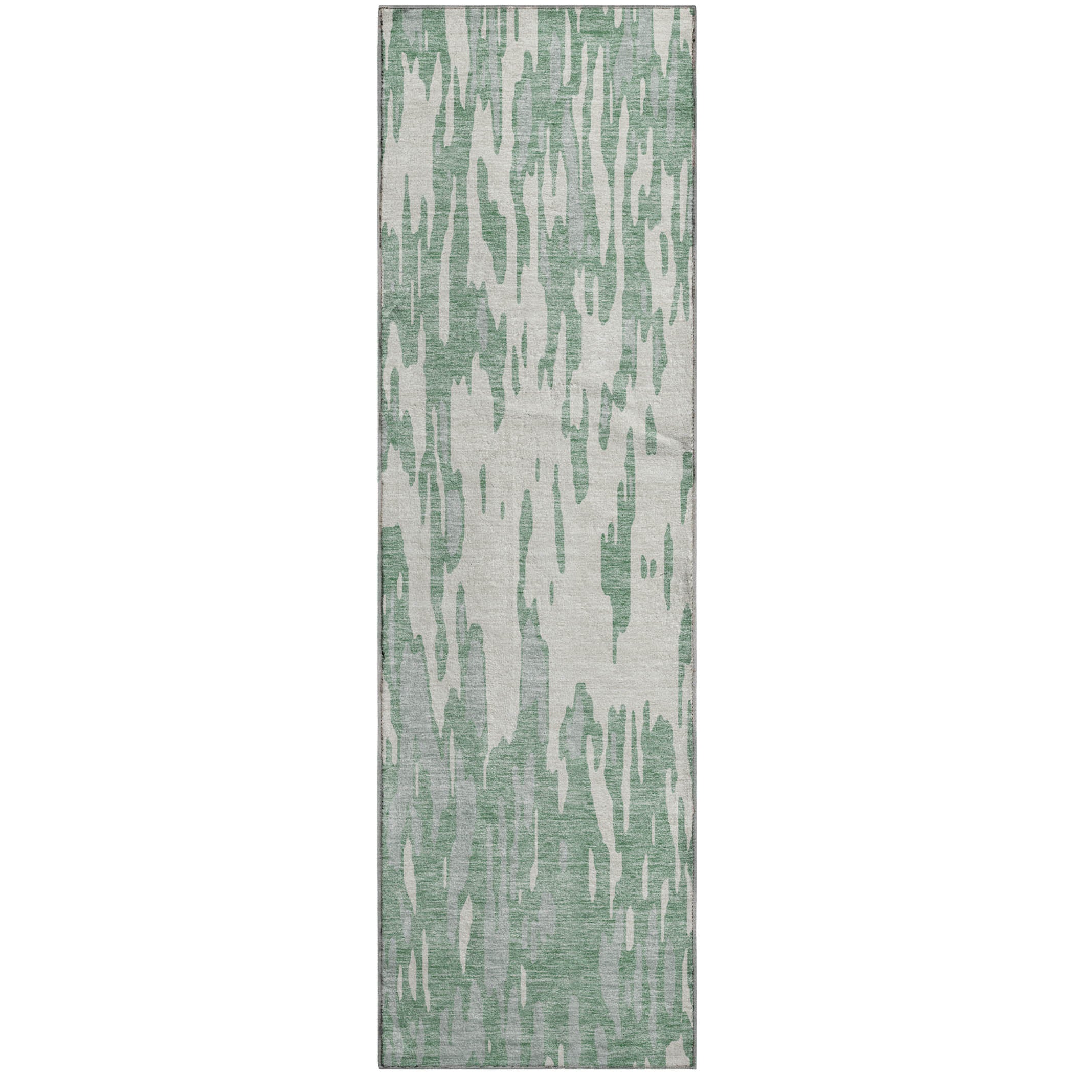 Porto Machine Washable Transitional Sage Green Rug 2'3" x 7'6" #shape_Runner