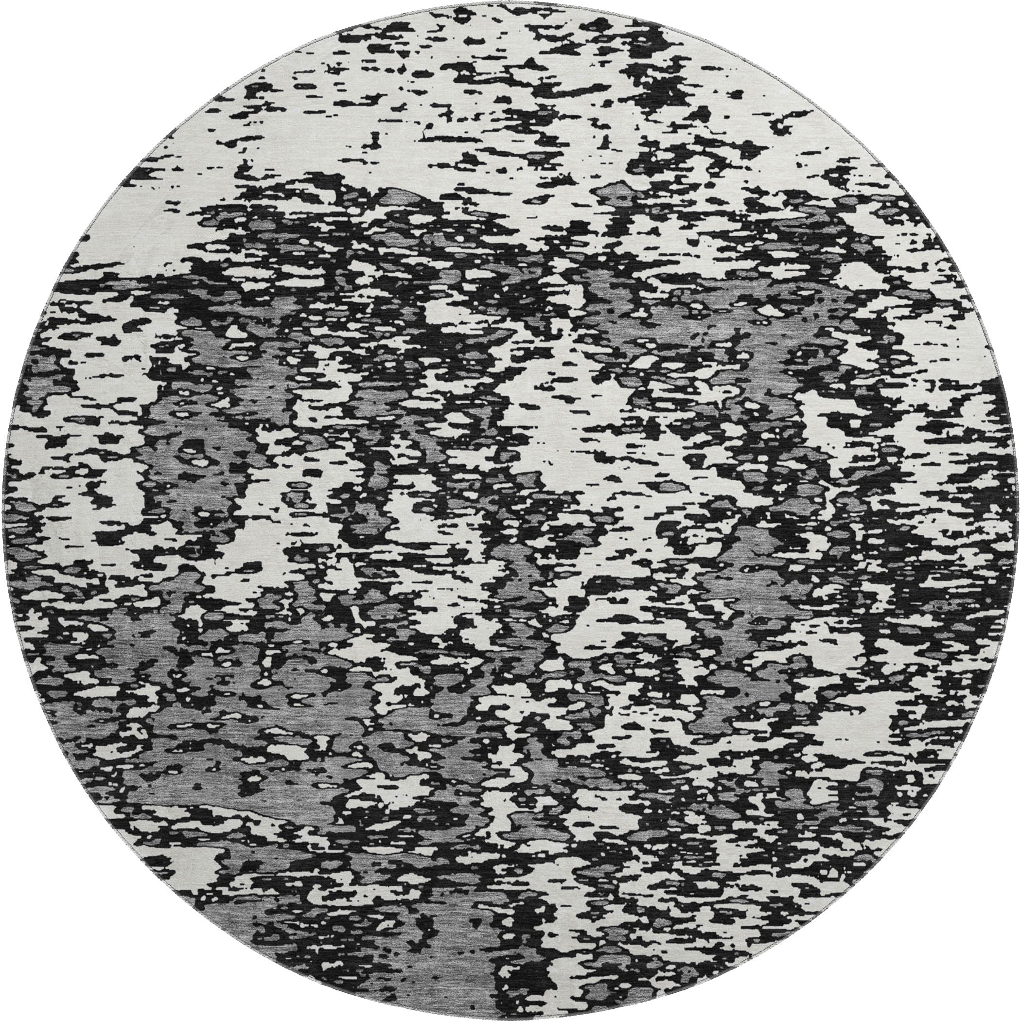 Ghent Machine Washable Transitional Black Rug 8' x 8' #shape_Round