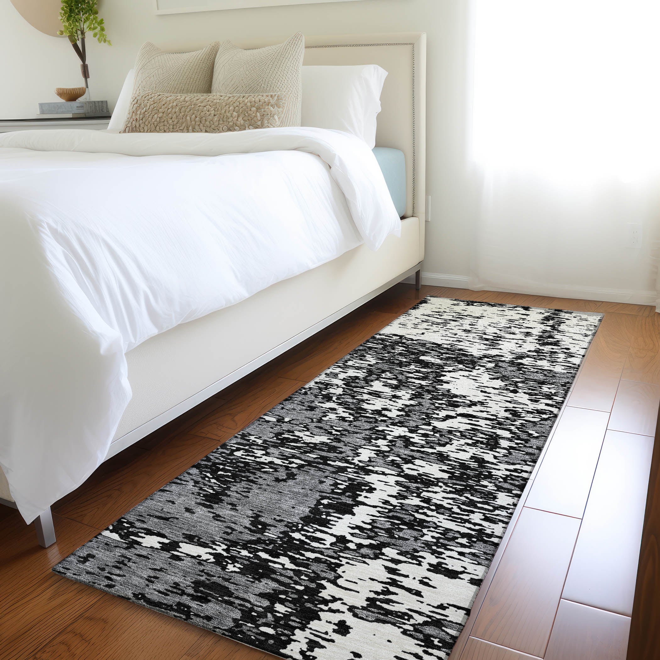 Ghent Machine Washable Transitional Black Rug 2'3" x 7'6" #shape_Runner