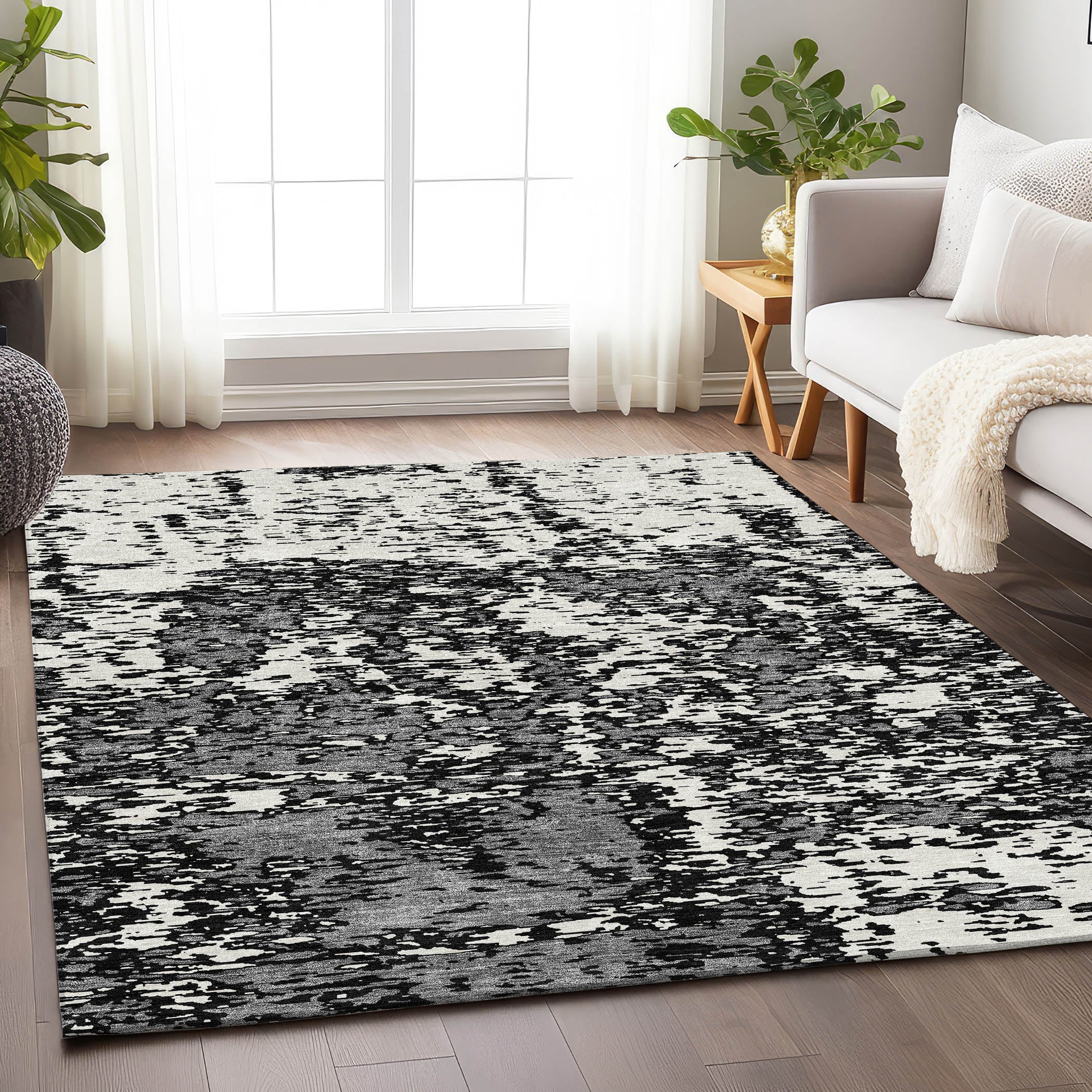 Ghent Machine Washable Transitional Black Rug 2'6" x 3'10" #shape_Rectangle