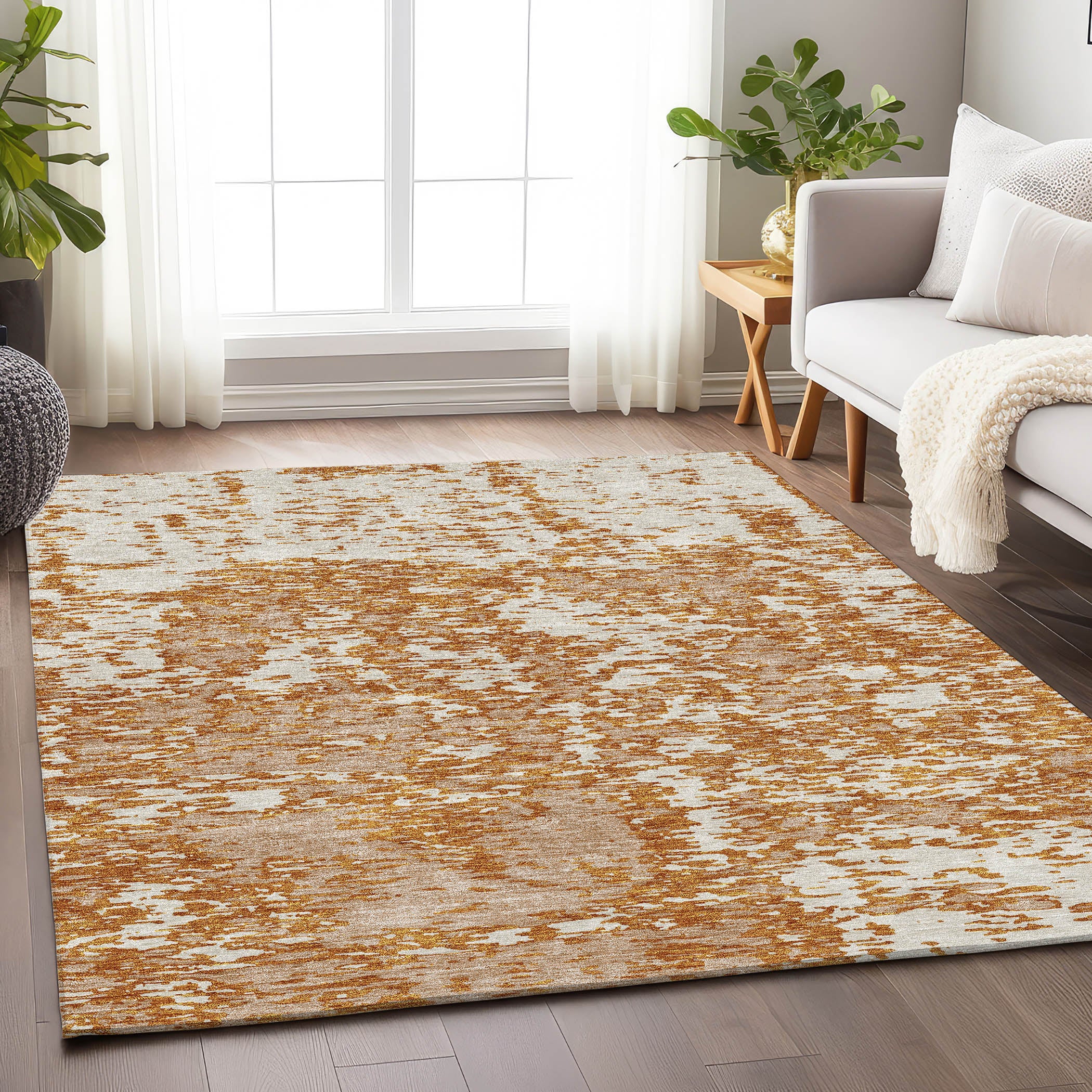 Ghent Machine Washable Transitional Copper Orange Rug 2'6" x 3'10" #shape_Rectangle