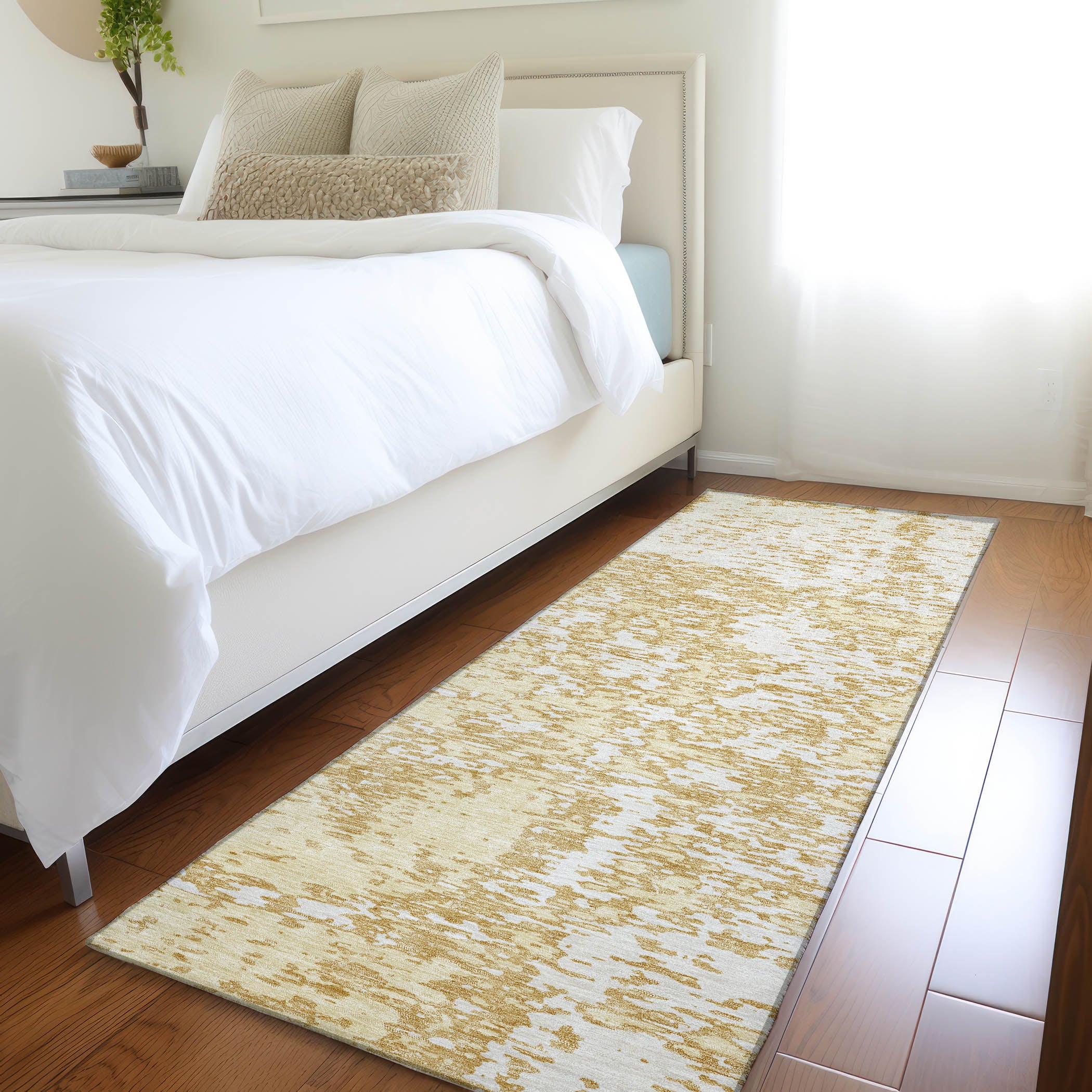 Ghent Machine Washable Transitional Gold Rug 2'3" x 7'6" #shape_Runner