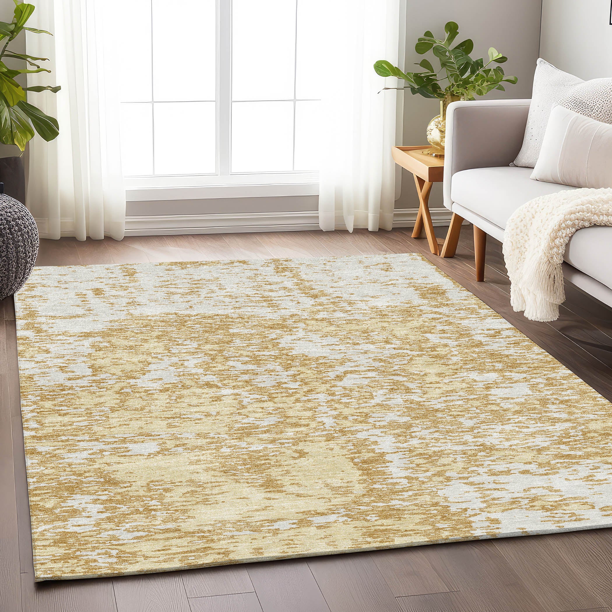 Ghent Machine Washable Transitional Gold Rug 2'6" x 3'10" #shape_Rectangle