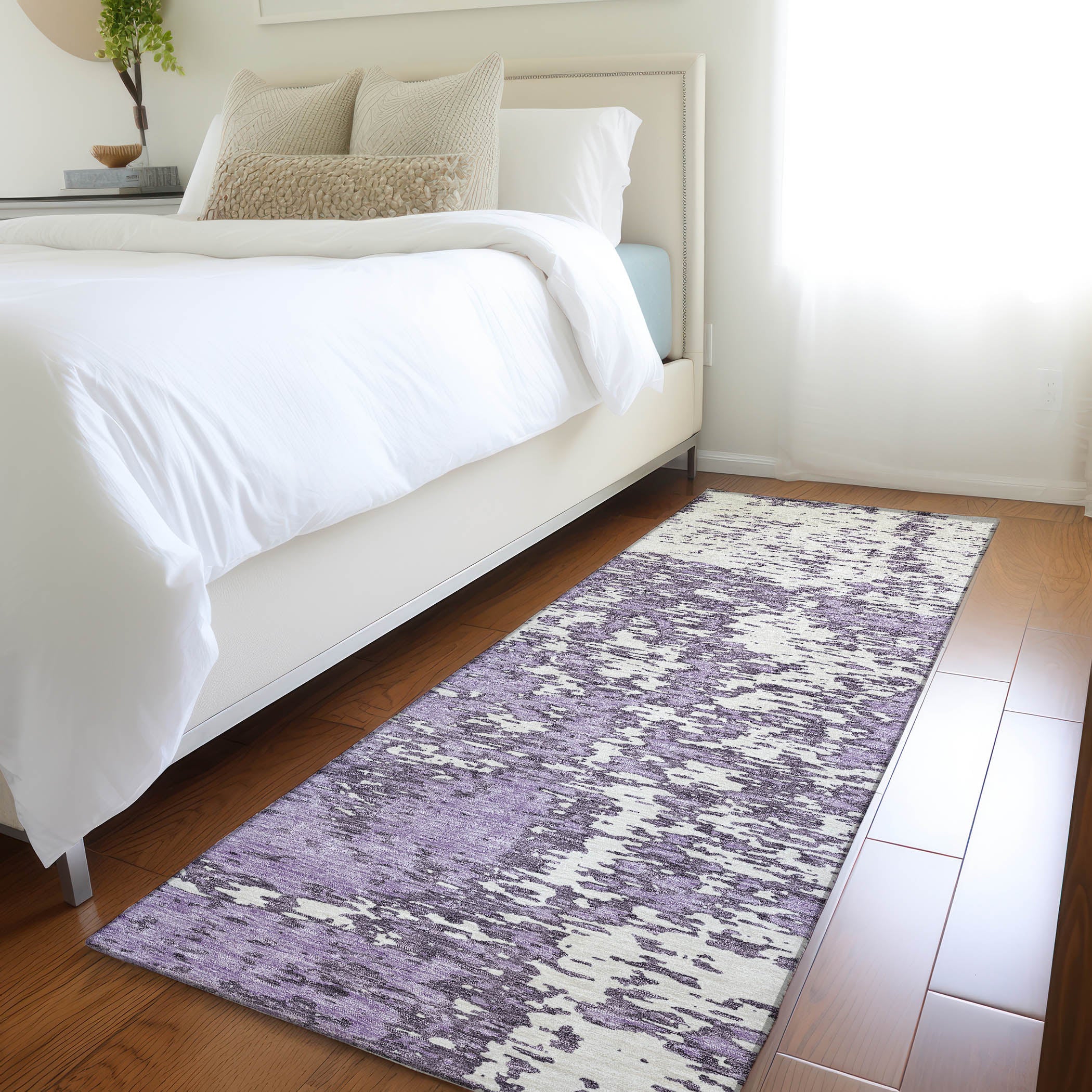 Ghent Machine Washable Transitional Lavender Purple Rug 2'3" x 7'6" #shape_Runner