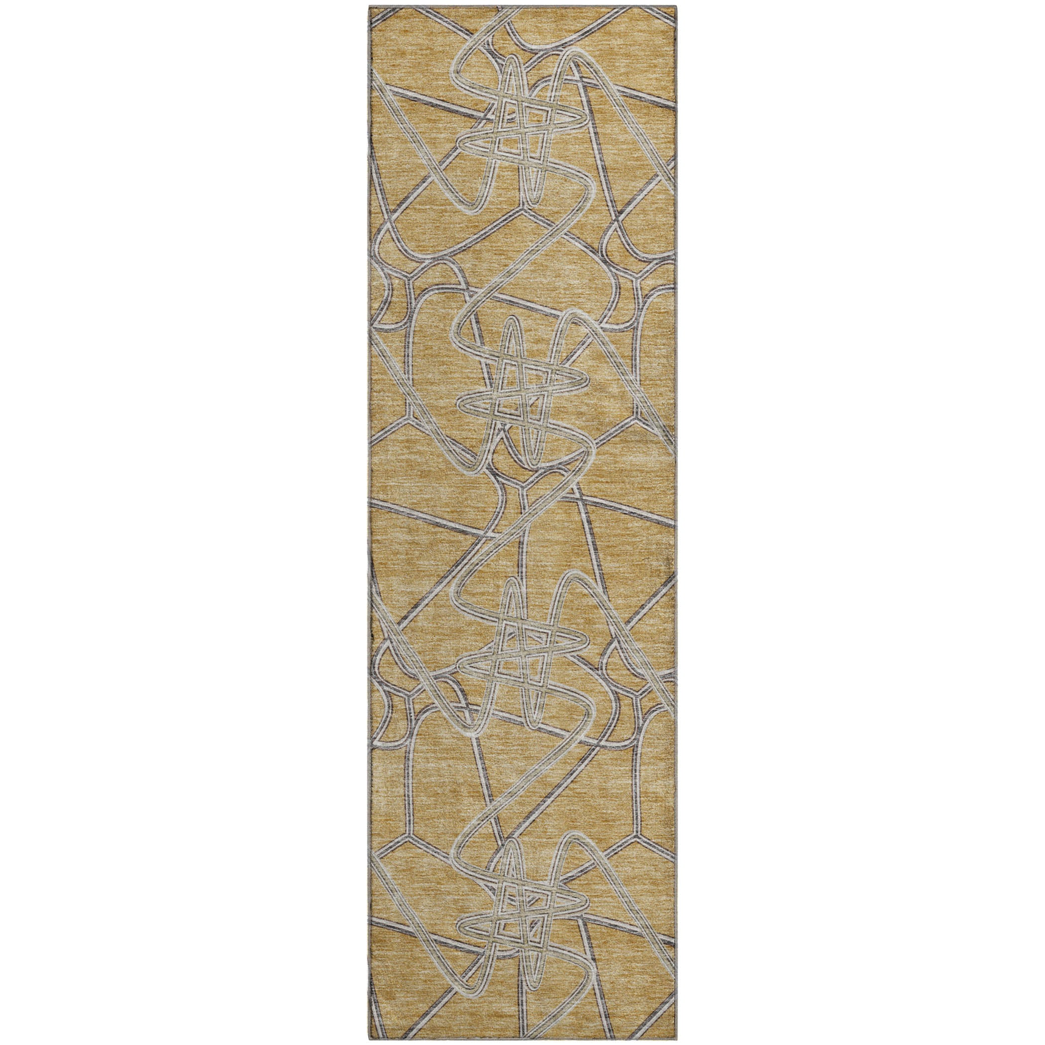 Cusco Machine Washable Transitional Gold Rug 2'3" x 7'6" #shape_Runner