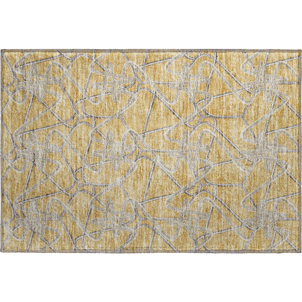 Cusco Machine Washable Transitional Gold Rug 1'8" x 2'6"