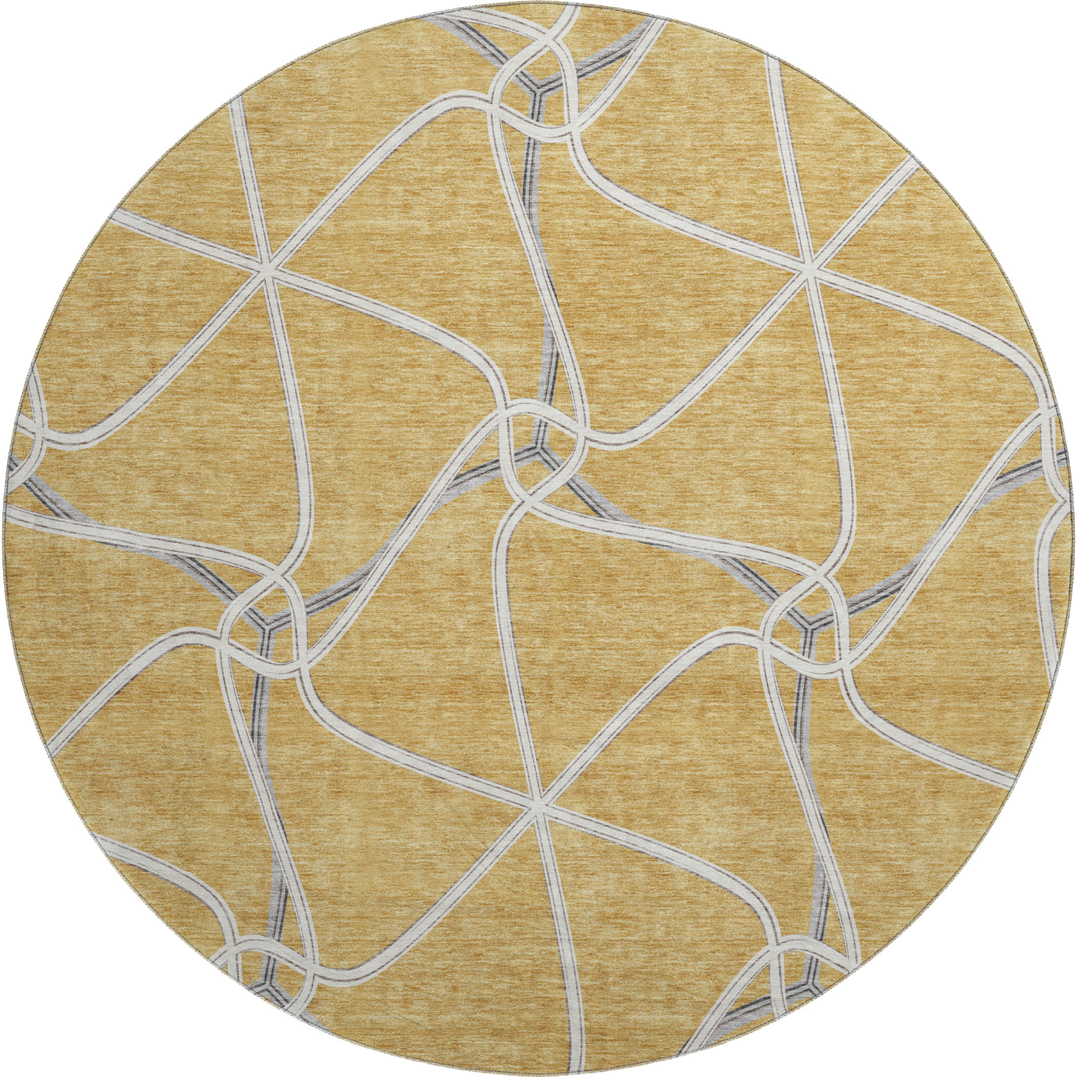 Jaipur Machine Washable Transitional Gold Rug 8' x 8' #shape_Round
