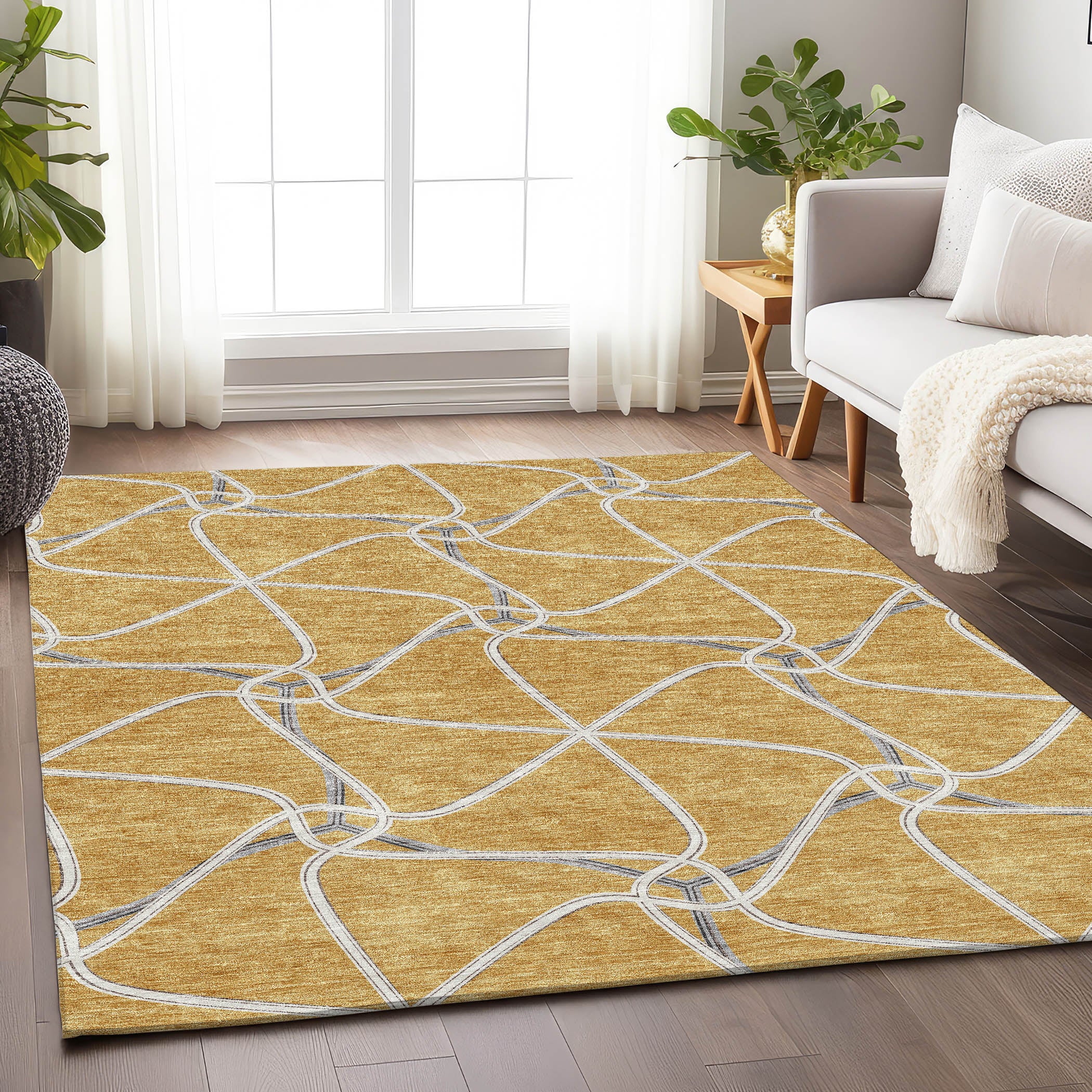 Jaipur Machine Washable Transitional Gold Rug 2'6" x 3'10" #shape_Rectangle