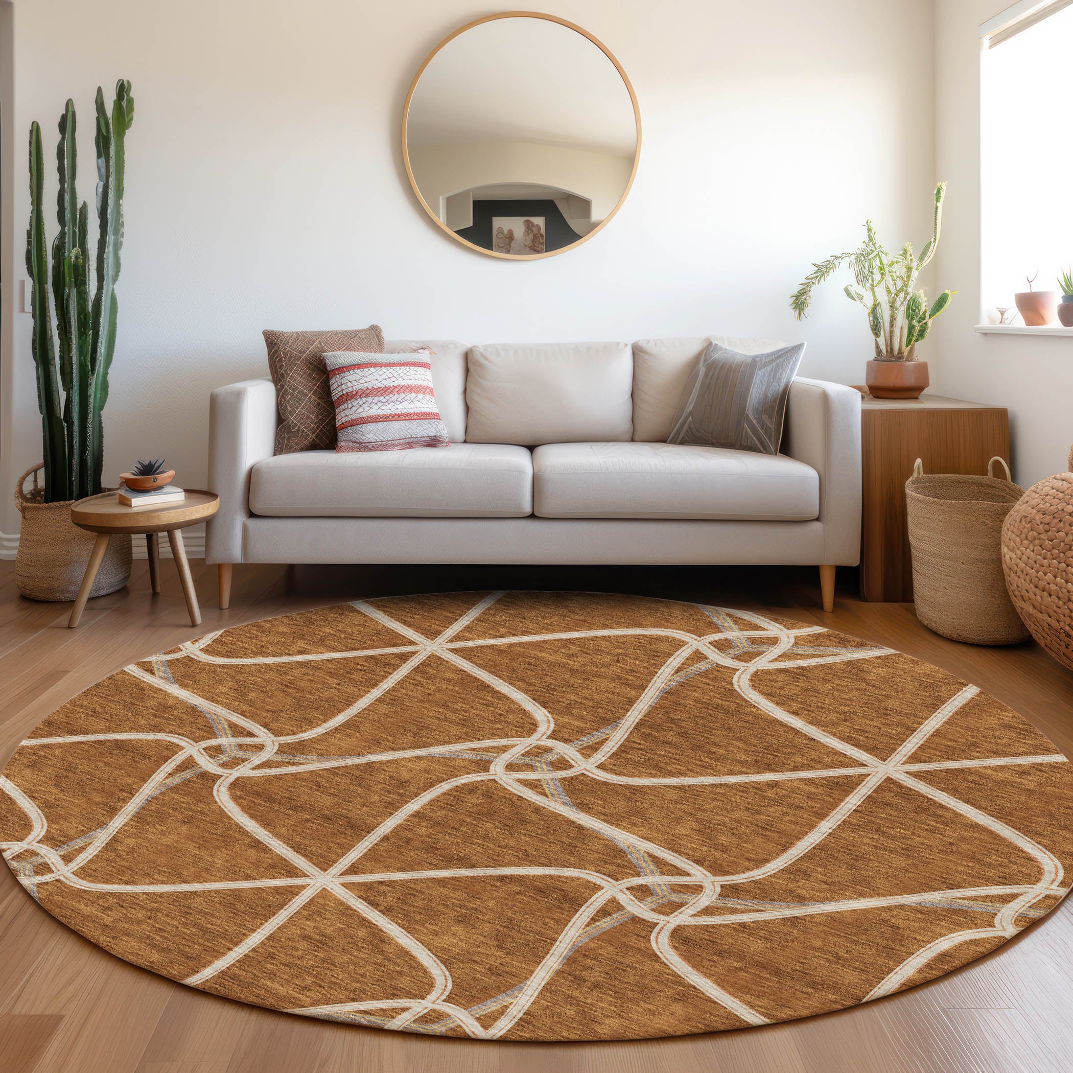 Jaipur Machine Washable Transitional Paprika Orange Rug 8' x 8' #shape_Round