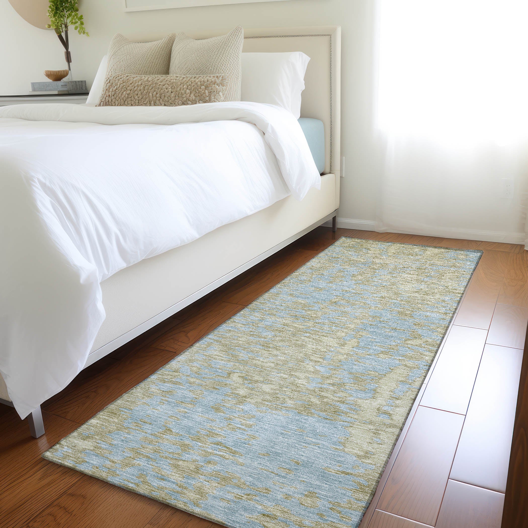 Rome Machine Washable Transitional Beige Brown Rug 2'3" x 7'6" #shape_Runner