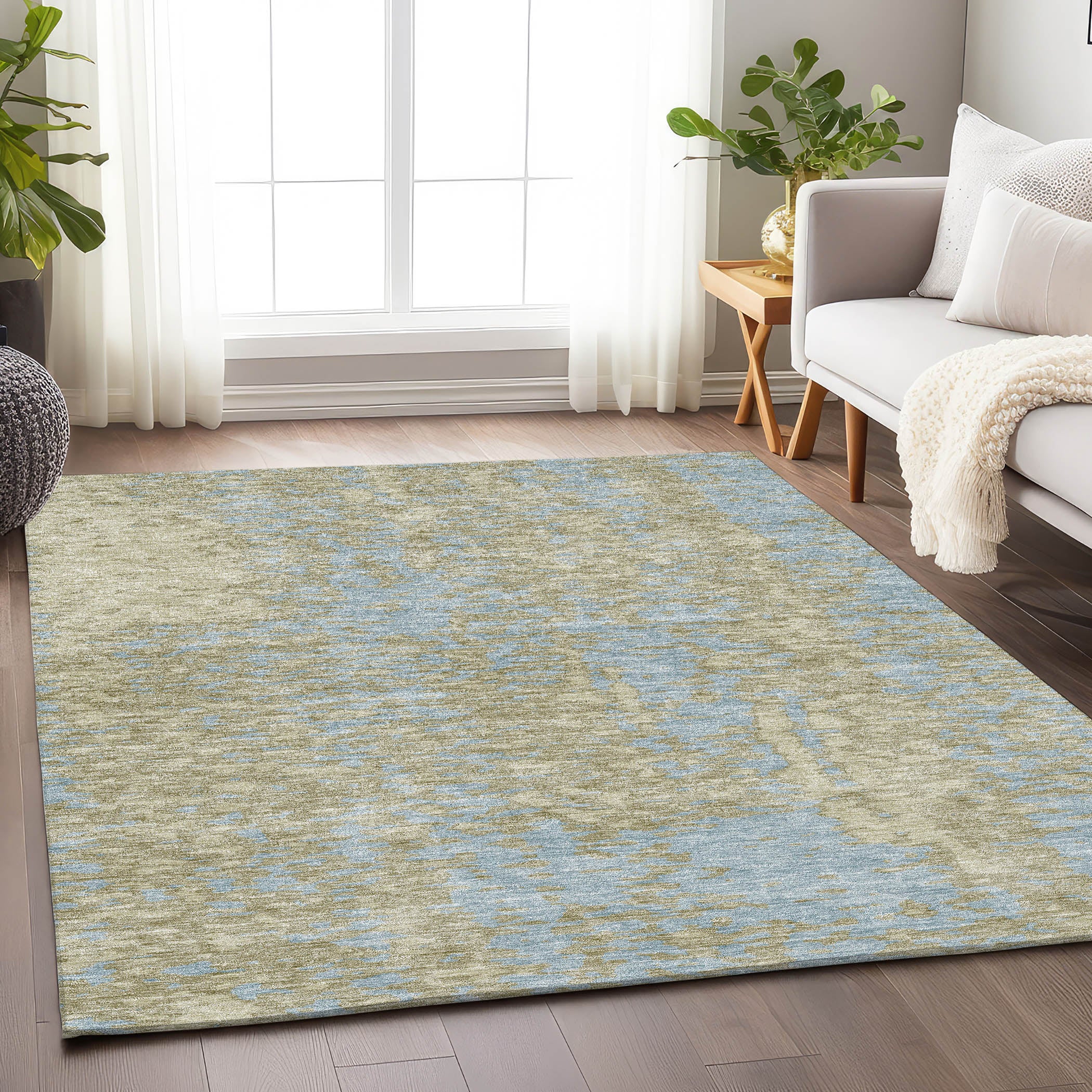 Rome Machine Washable Transitional Beige Brown Rug 2'6" x 3'10" #shape_Rectangle
