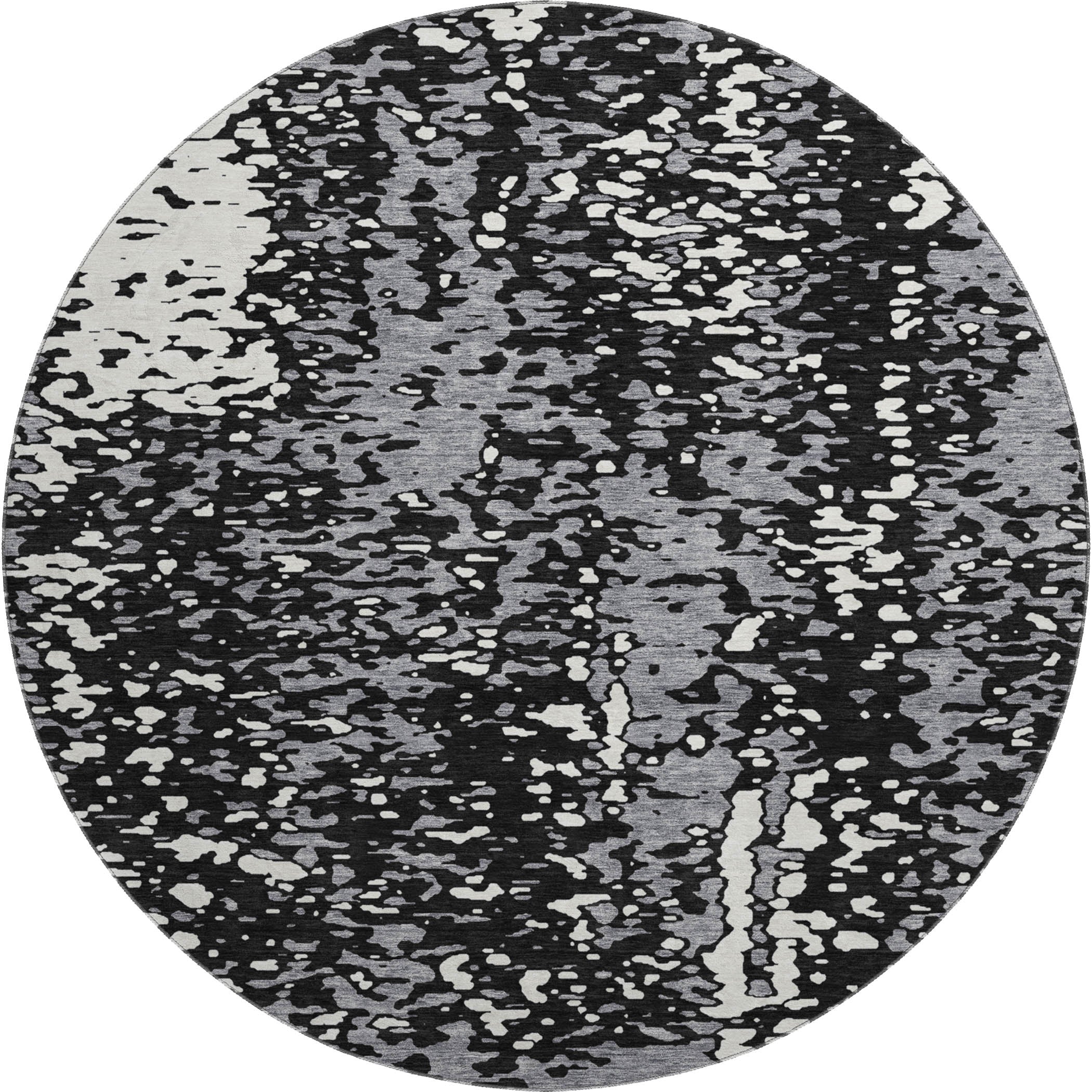 Rome Machine Washable Transitional Black Rug 8' x 8' #shape_Round
