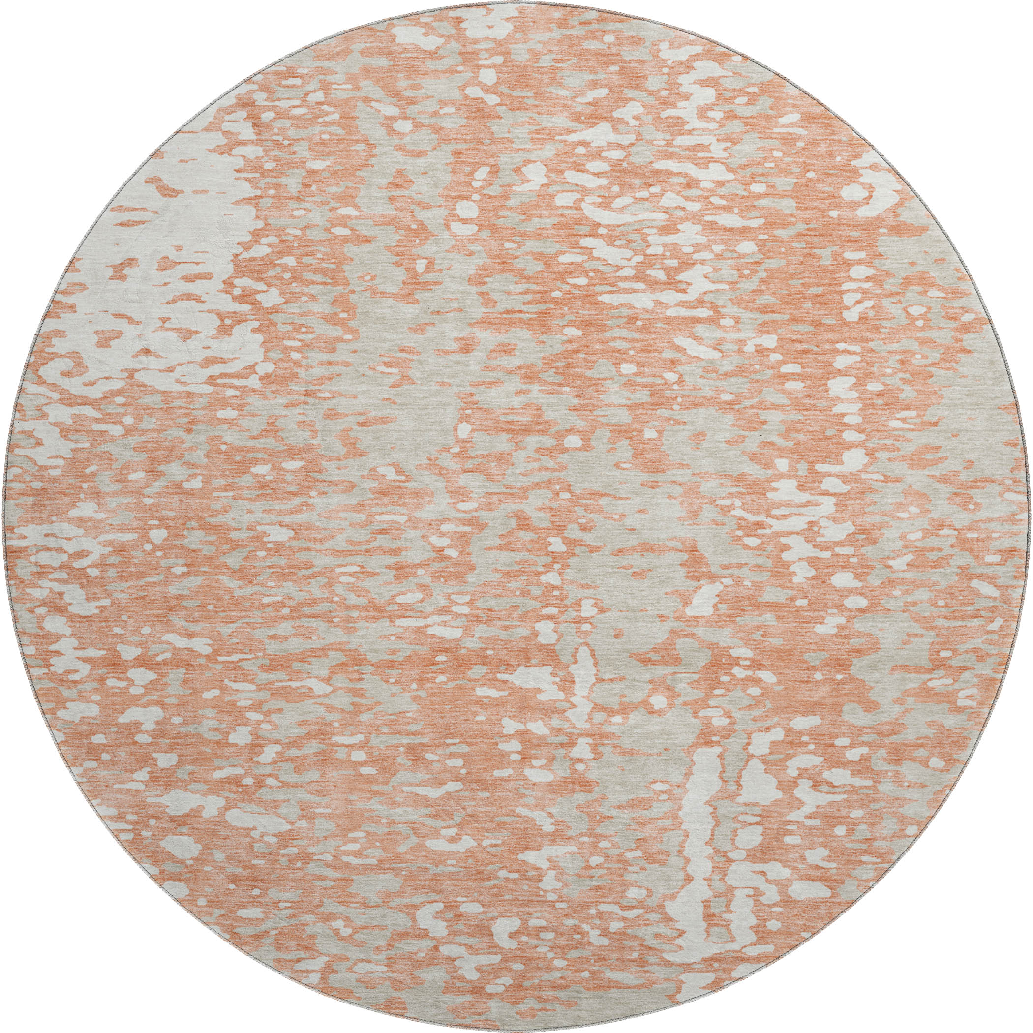 Rome Machine Washable Transitional Coral Orange Rug 8' x 8' #shape_Round
