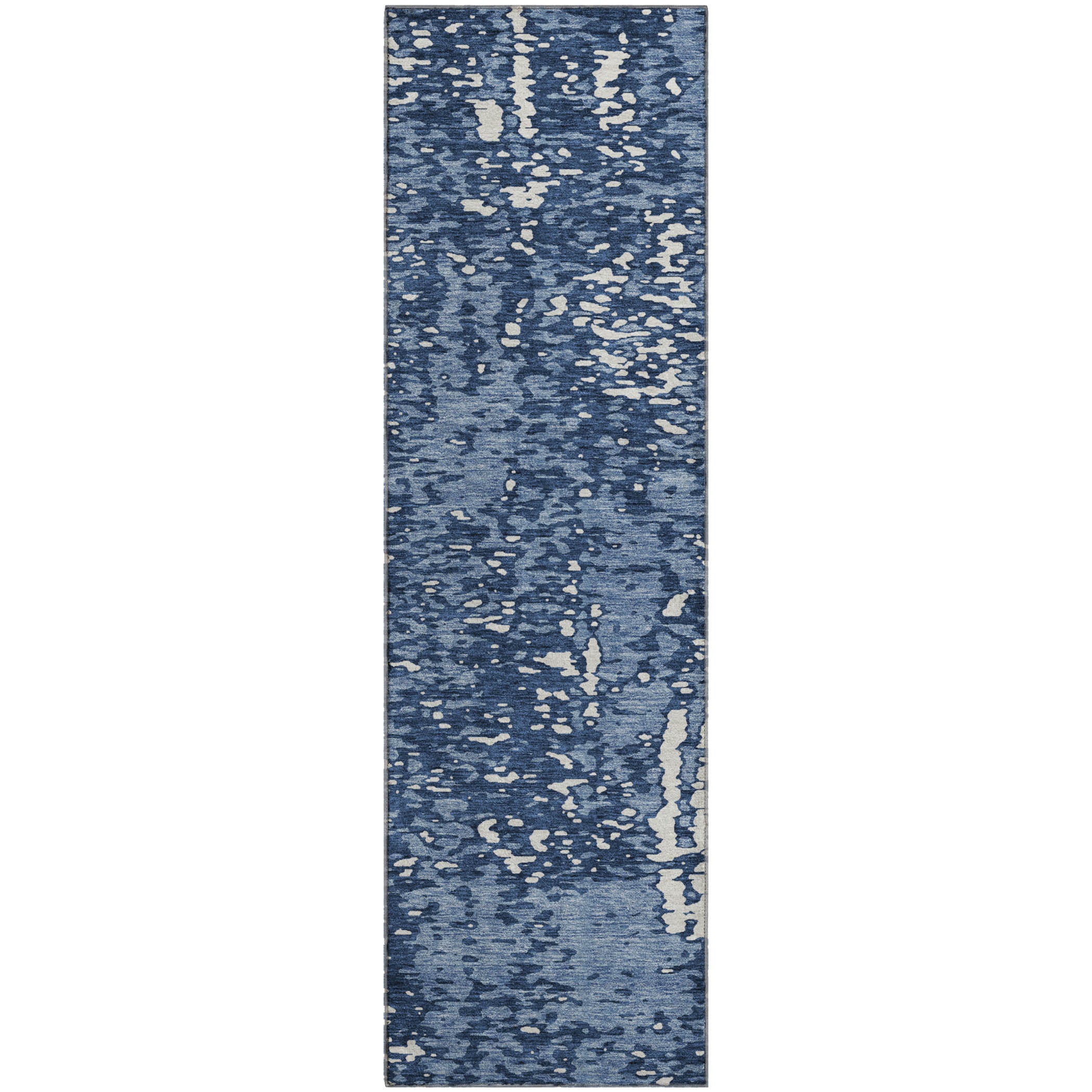 Rome Machine Washable Transitional Denim Blue Rug 2'3" x 7'6" #shape_Runner