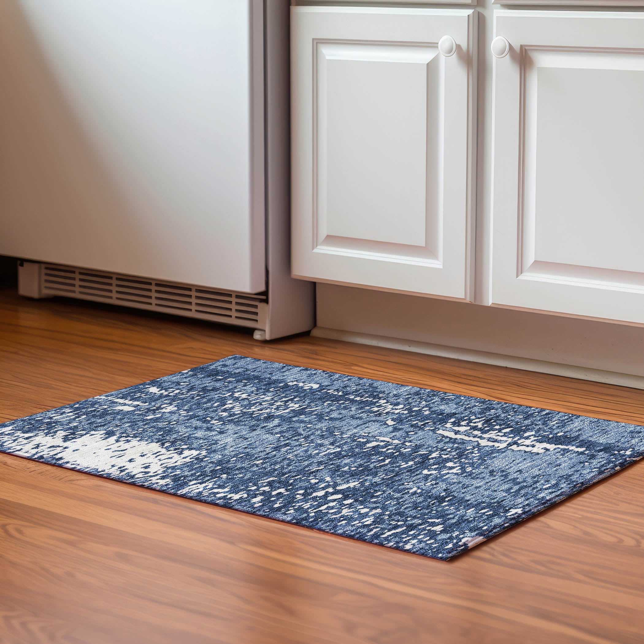 Rome Machine Washable Transitional Denim Blue Rug 1'8" x 2'6" #shape_Rectangle