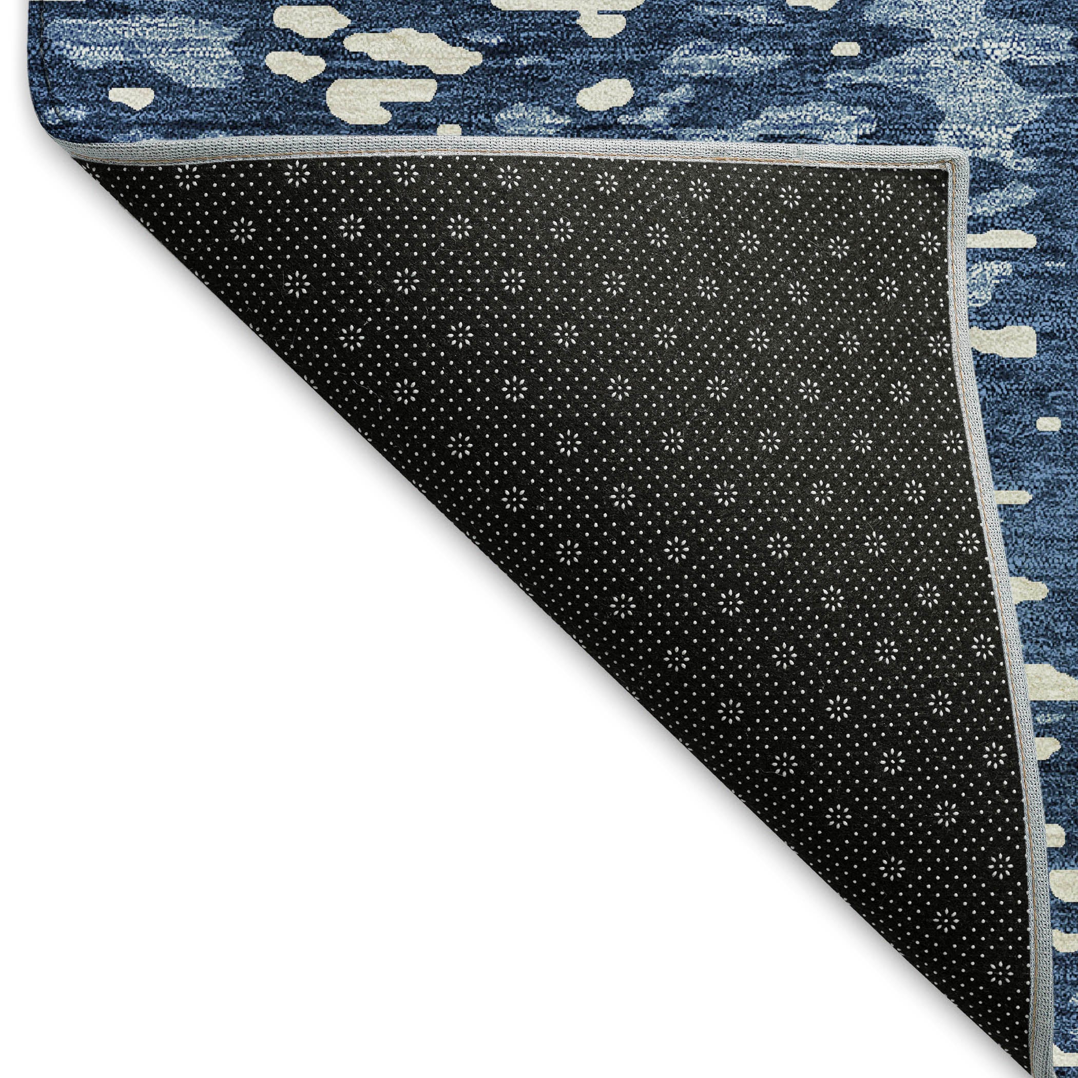 Rome Machine Washable Transitional Denim Blue Rug 1'8" x 2'6" #shape_Rectangle