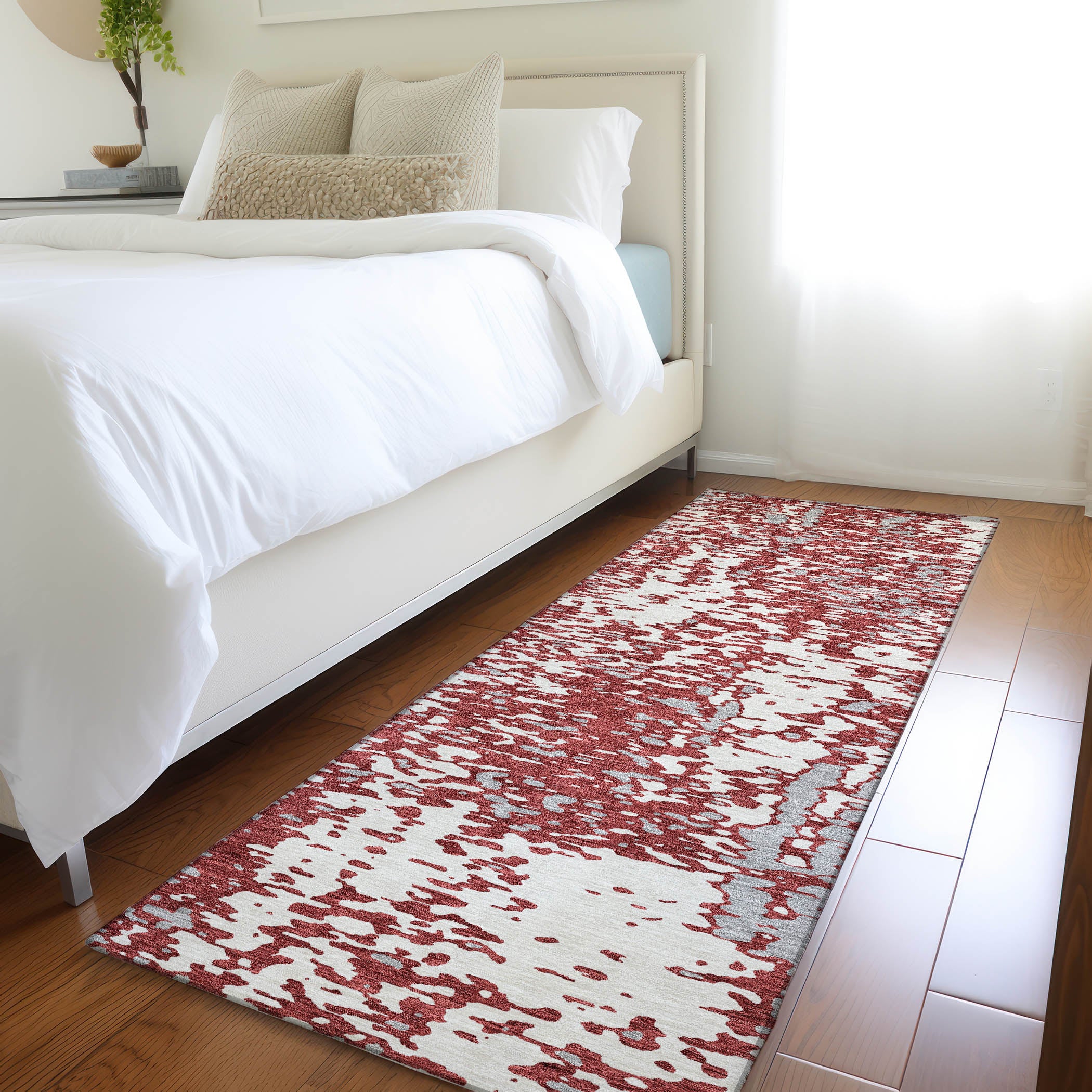 Rome Machine Washable Transitional Garnet Red Rug 2'3" x 7'6" #shape_Runner