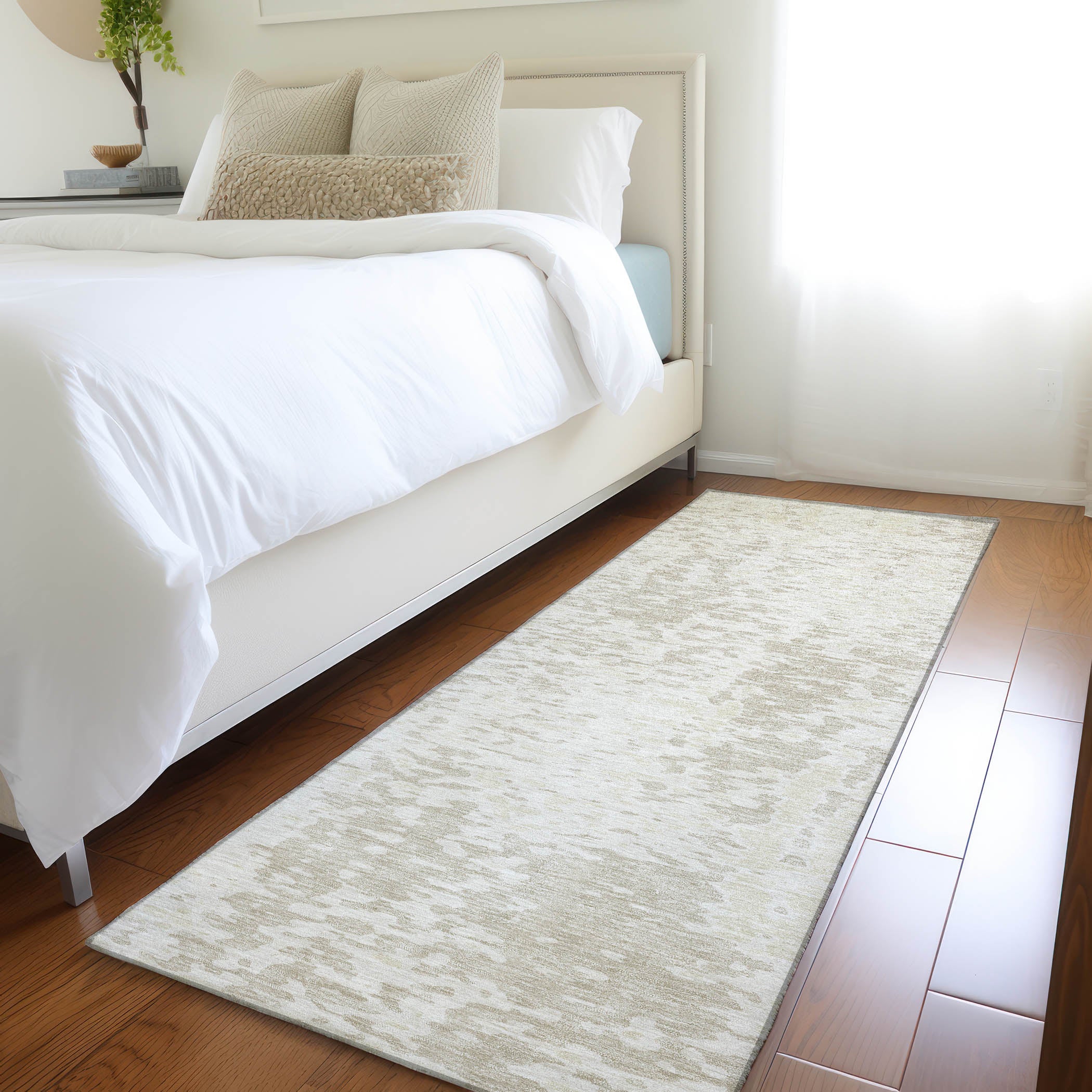 Rome Machine Washable Transitional Ivory Rug 2'3" x 7'6" #shape_Runner
