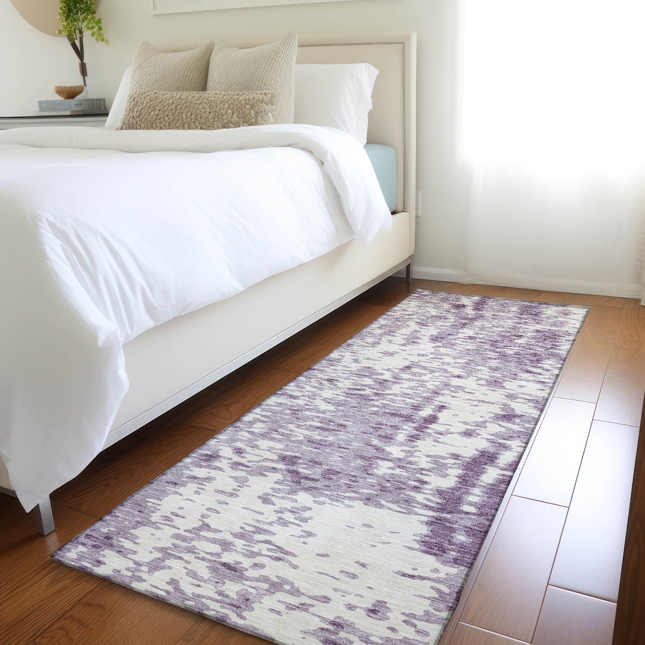 Rome Machine Washable Transitional Lavender Purple Rug 2'3" x 7'6" #shape_Runner