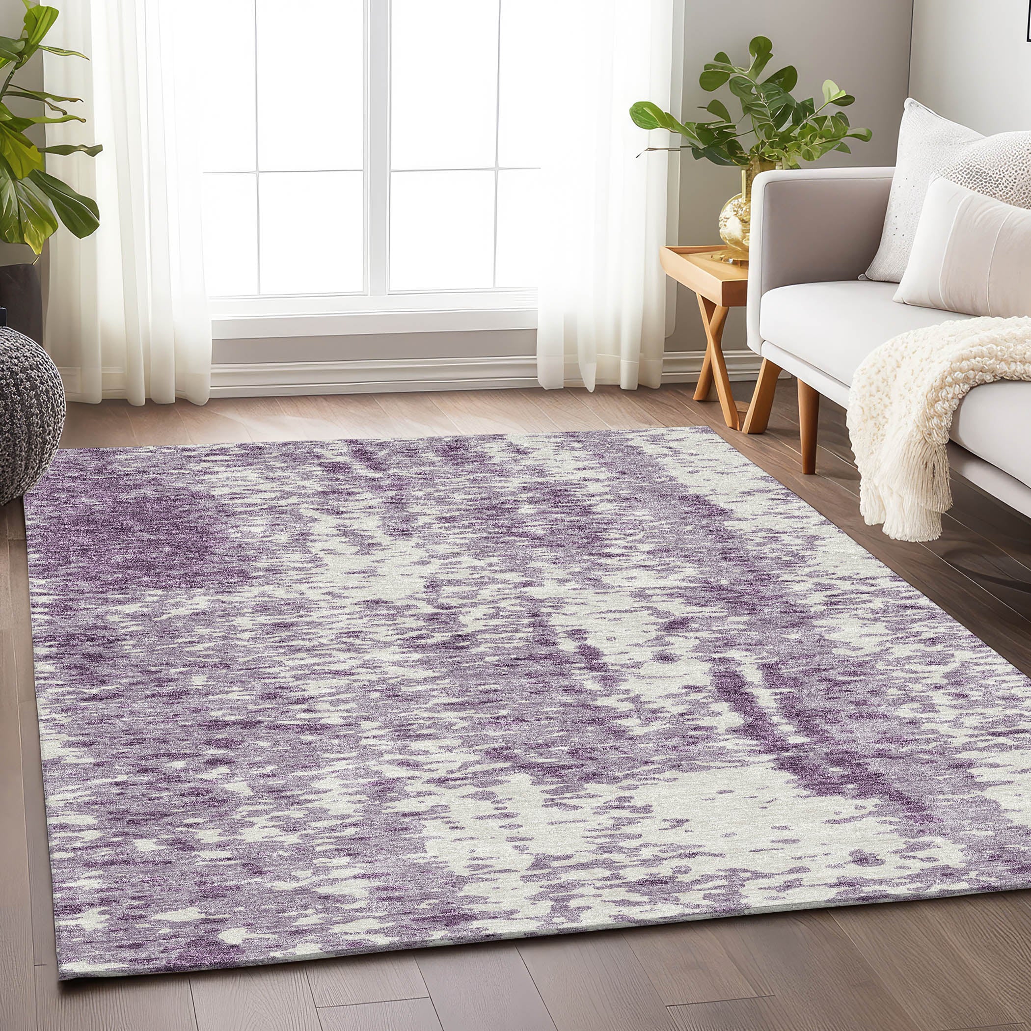 Rome Machine Washable Transitional Lavender Purple Rug 2'6" x 3'10" #shape_Rectangle