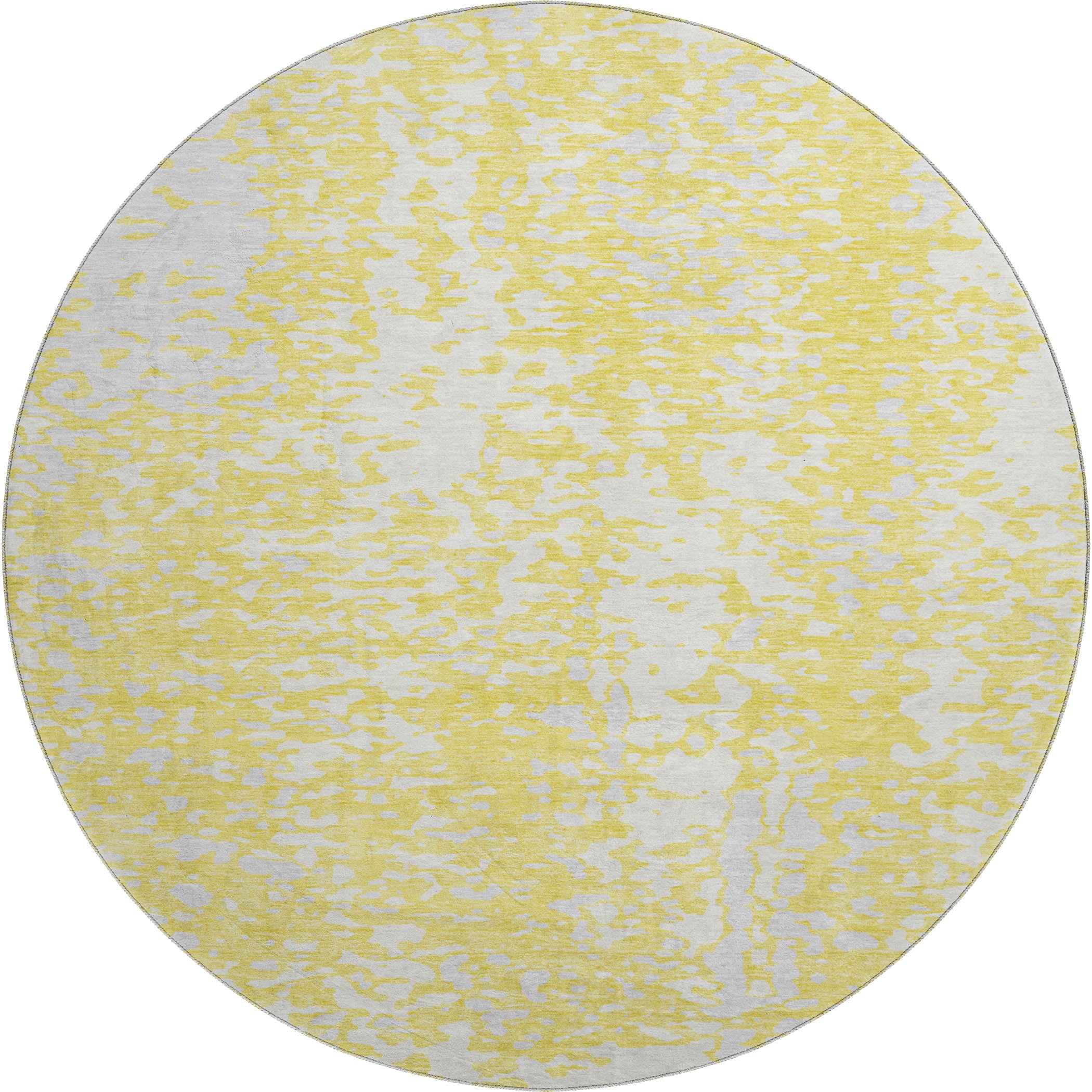 Rome Machine Washable Transitional Yellow Gold Rug 8' x 8' #shape_Round