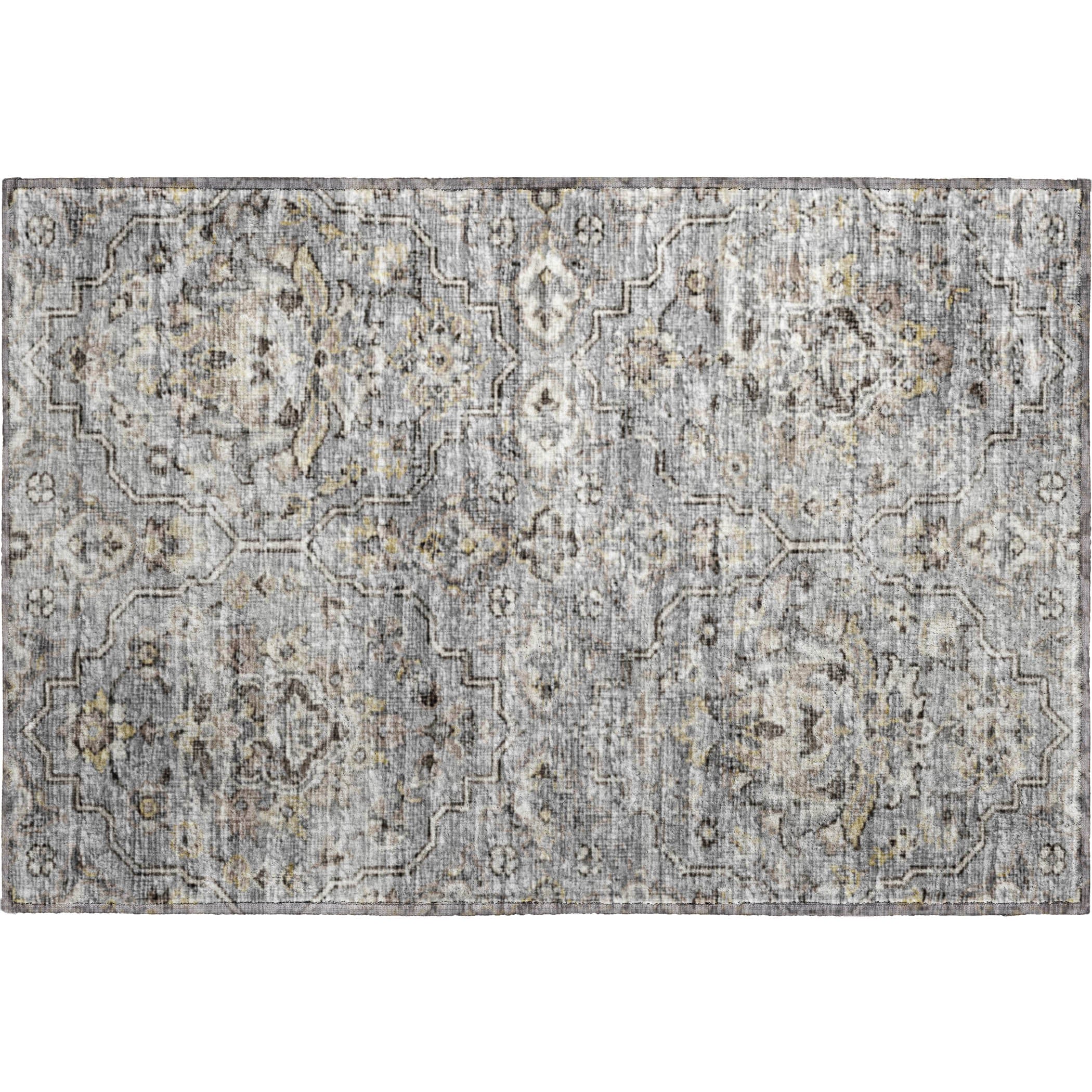 Ghent Machine Washable Traditional Ash Gray Rug 1'8" x 2'6" #shape_Rectangle
