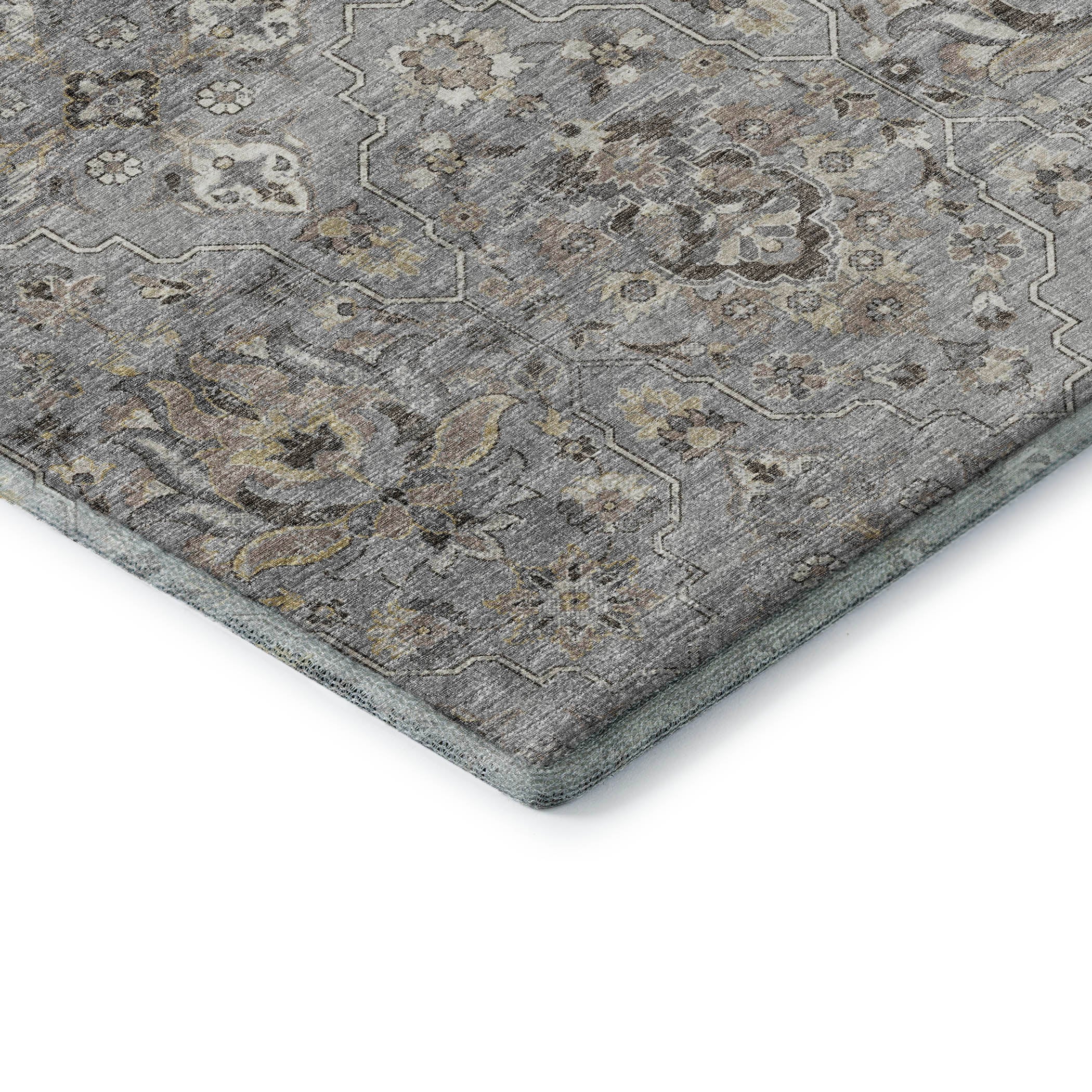 Ghent Machine Washable Traditional Ash Gray Rug 1'8" x 2'6" #shape_Rectangle