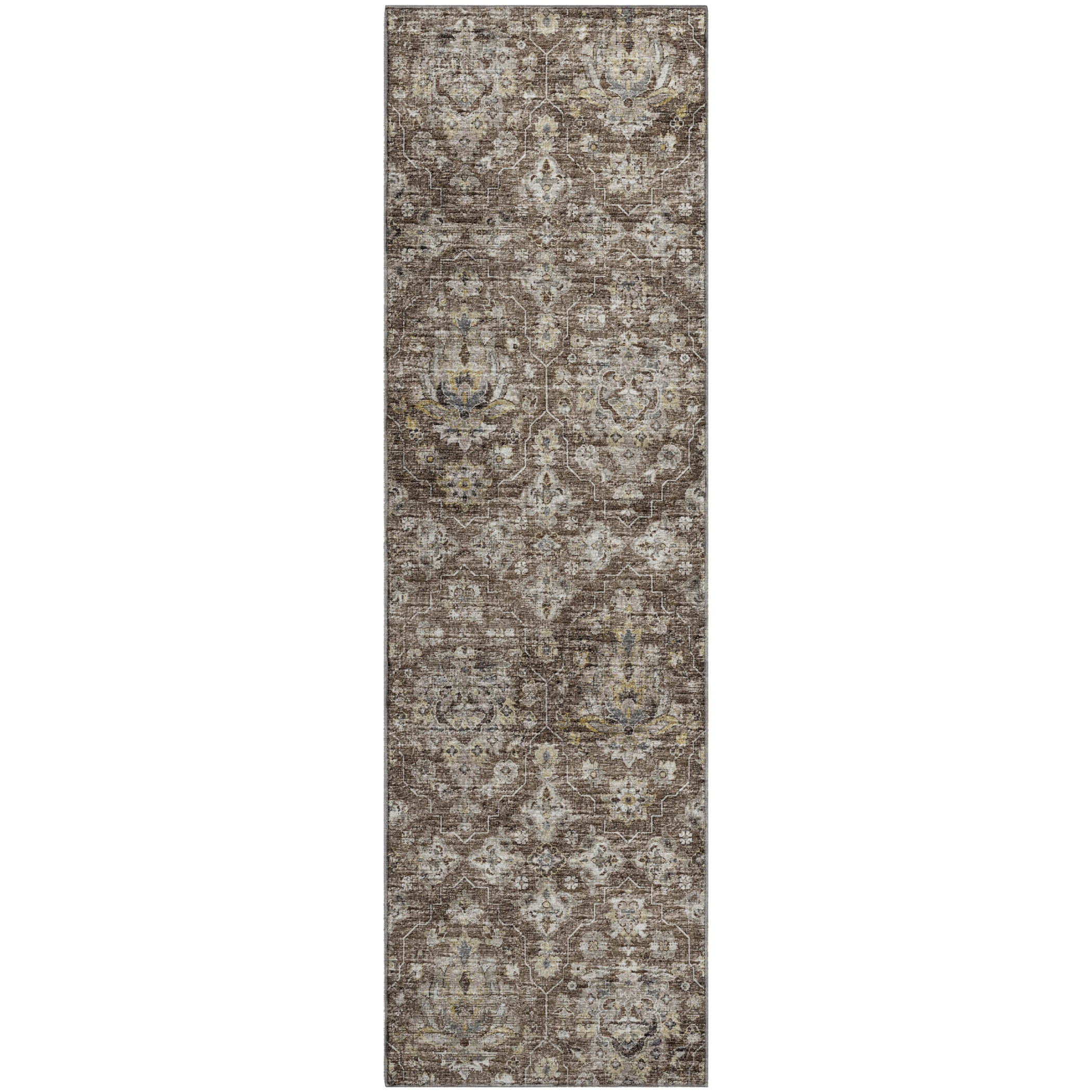 Ghent Machine Washable Traditional Driftwood Brown Rug 2'3" x 7'6" #shape_Runner