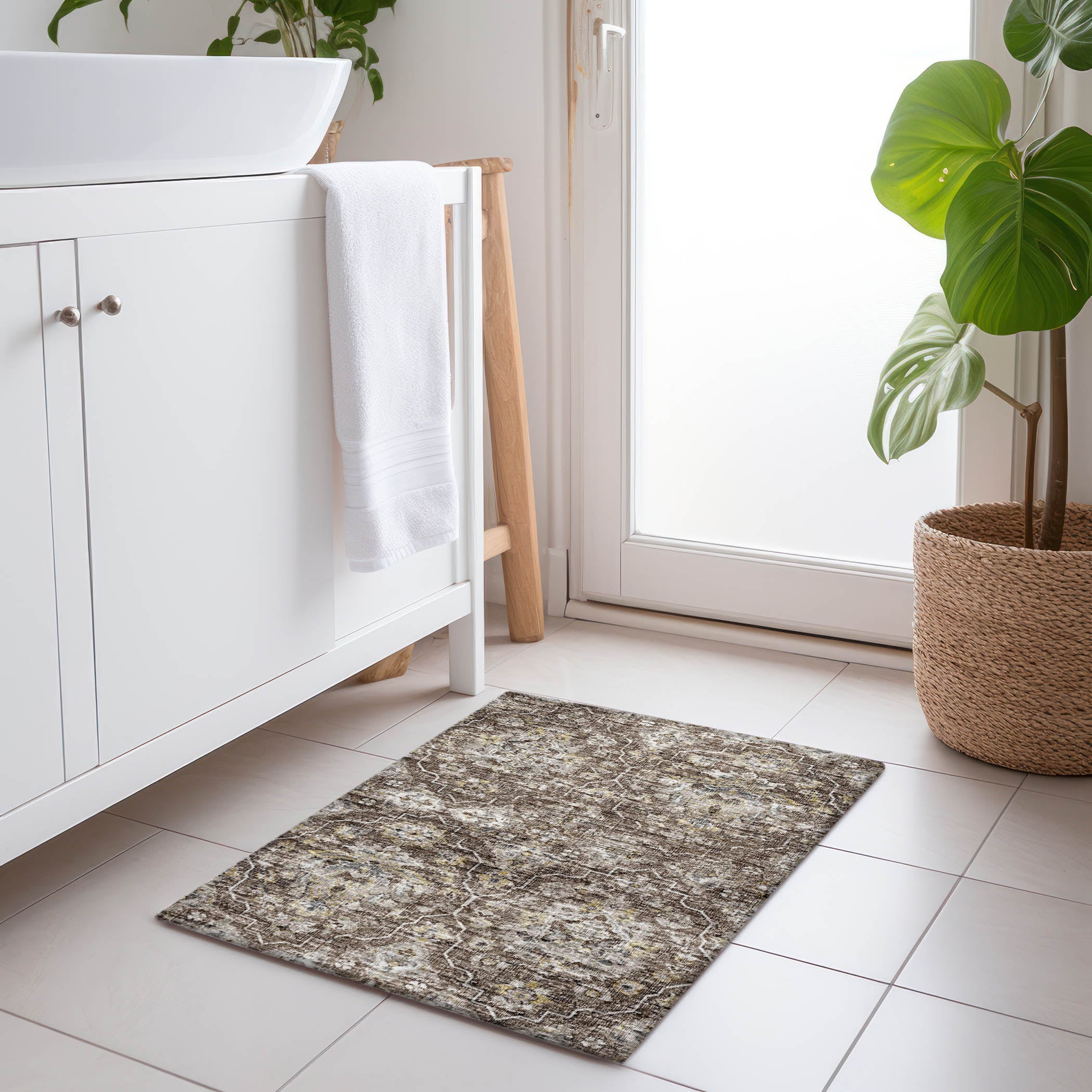 Ghent Machine Washable Traditional Driftwood Brown Rug 1'8" x 2'6" #shape_Rectangle