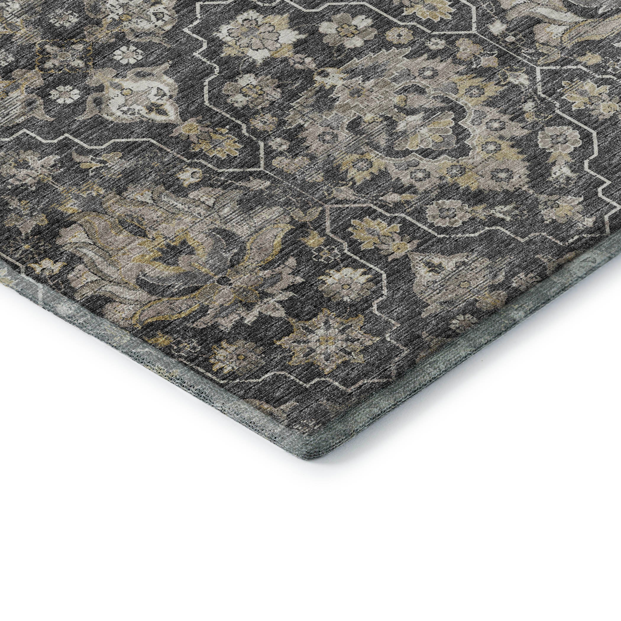 Ghent Machine Washable Traditional Shadow Gray Rug 1'8" x 2'6" #shape_Rectangle