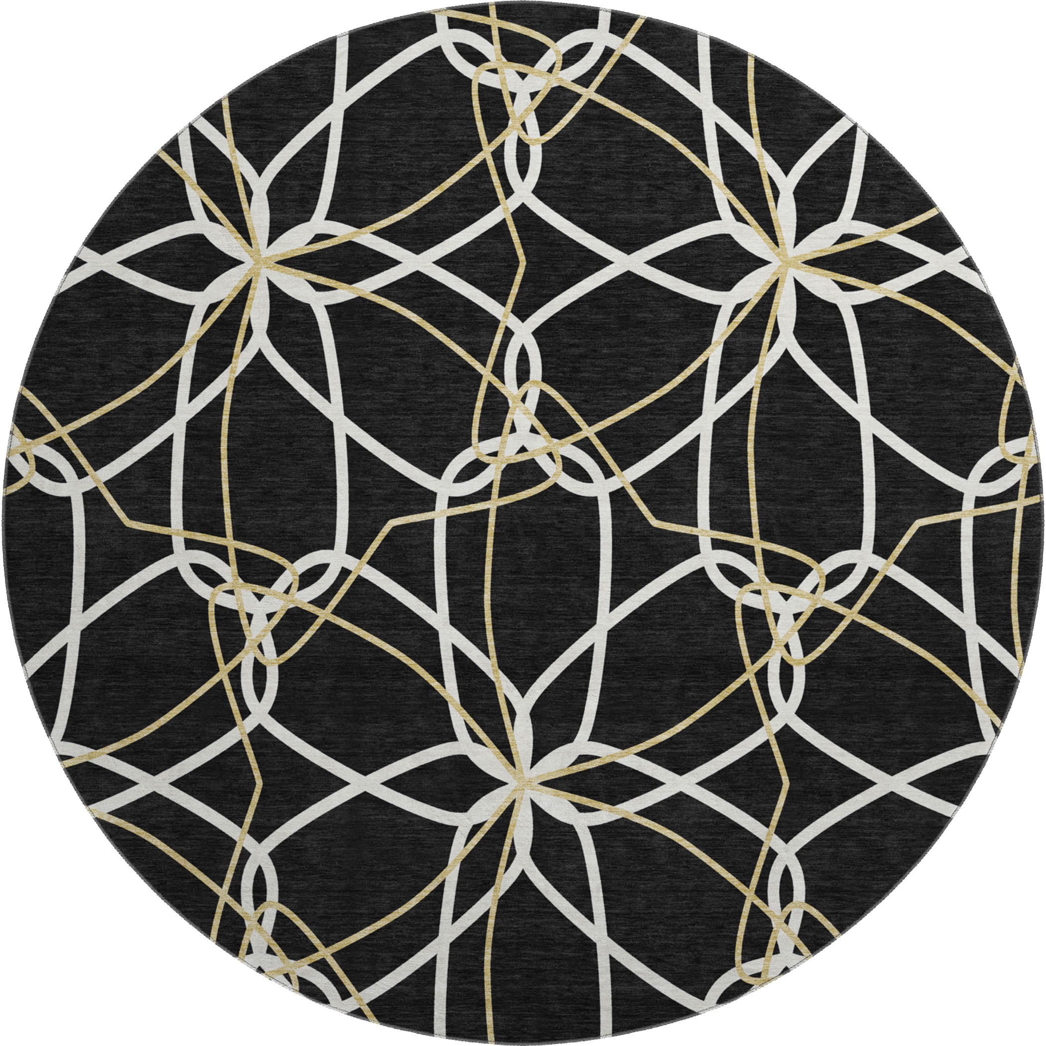 Cusco Machine Washable Transitional Black Rug 8' x 8' #shape_Round