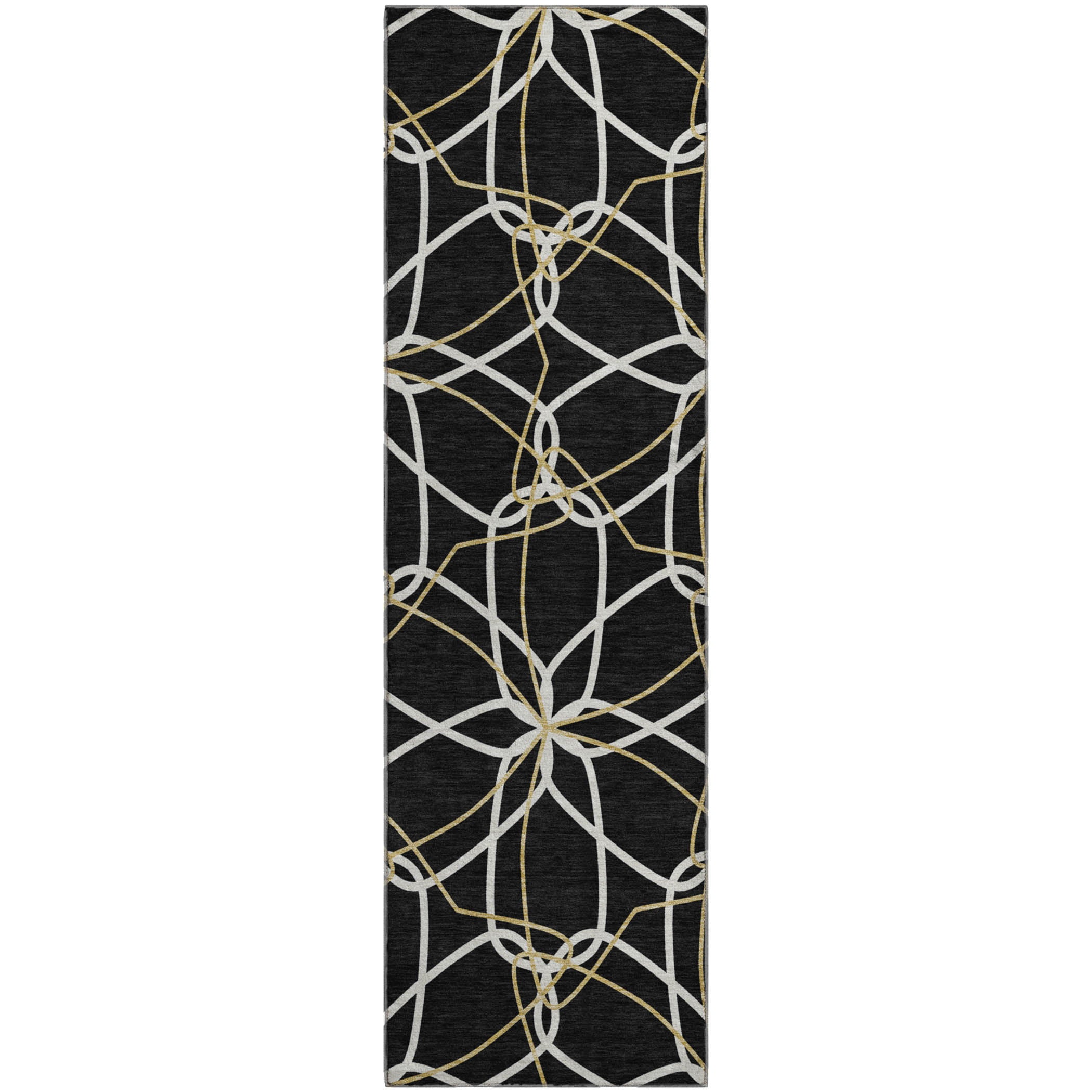 Cusco Machine Washable Transitional Black Rug 2'3" x 7'6" #shape_Runner