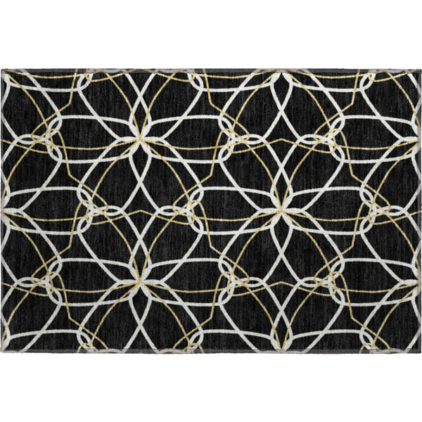 Cusco Machine Washable Transitional Black Rug 1'8" x 2'6"