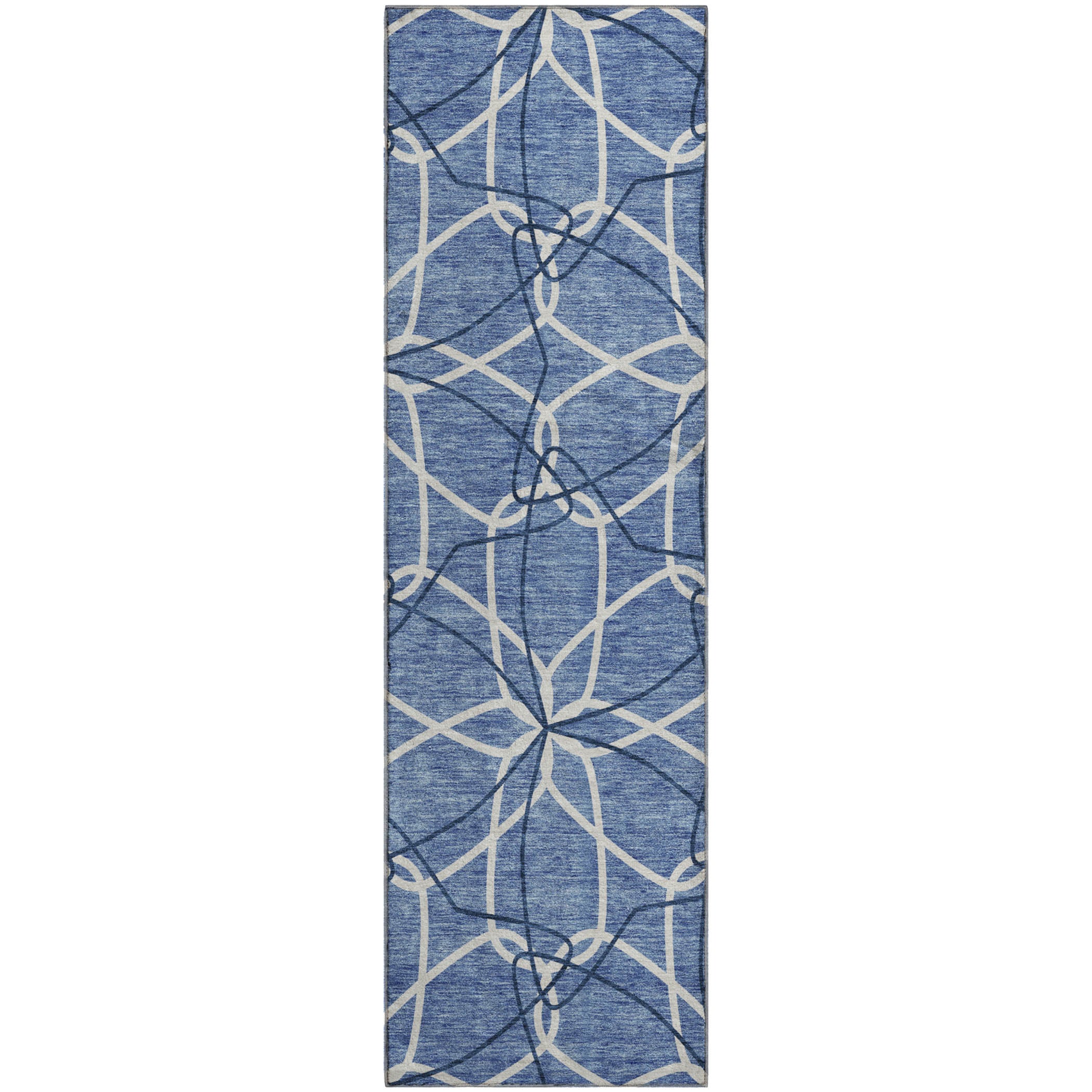 Cusco Machine Washable Transitional Denim Blue Rug 2'3" x 7'6" #shape_Runner