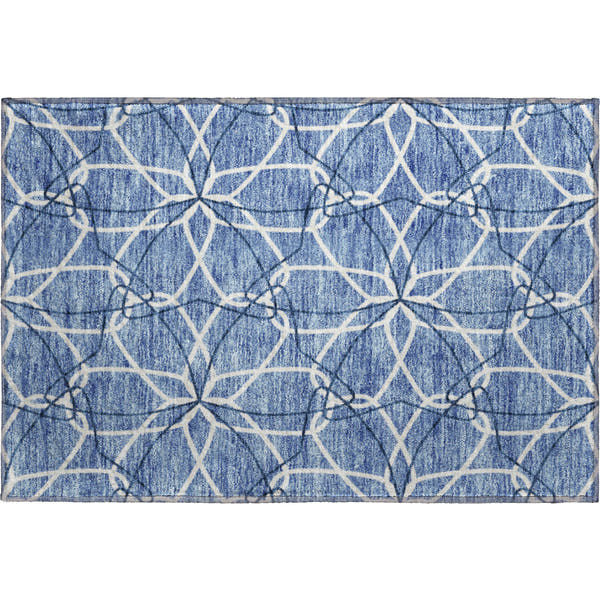 Cusco Machine Washable Transitional Denim Blue Rug 1'8" x 2'6"