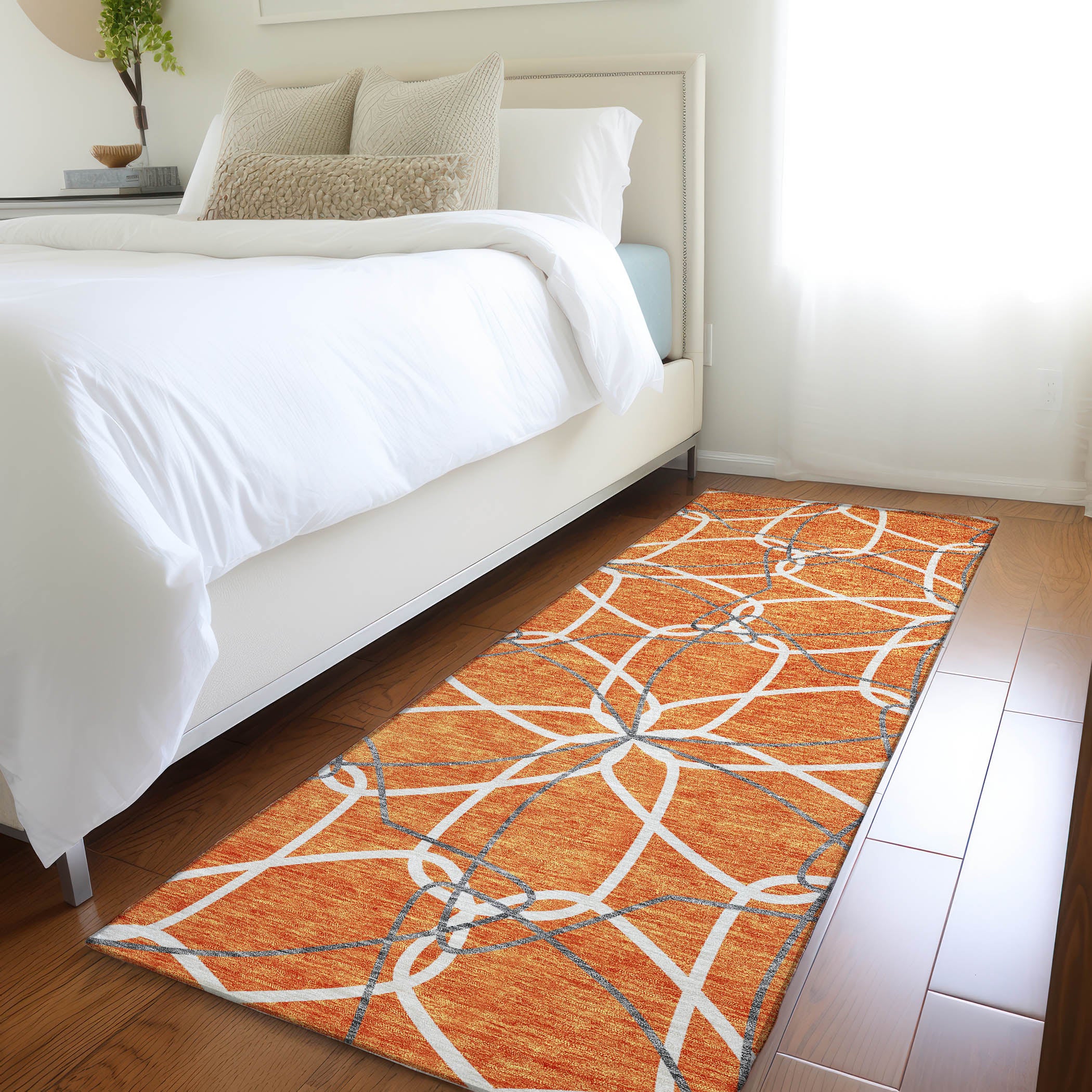 Cusco Machine Washable Transitional Orange Rug 2'3" x 7'6" #shape_Runner
