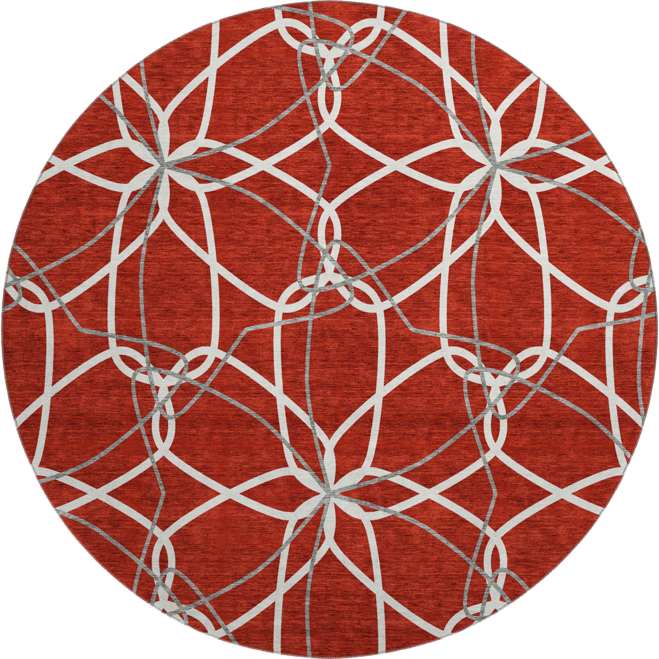 Cusco Machine Washable Transitional Red Rug 8' x 8' #shape_Round
