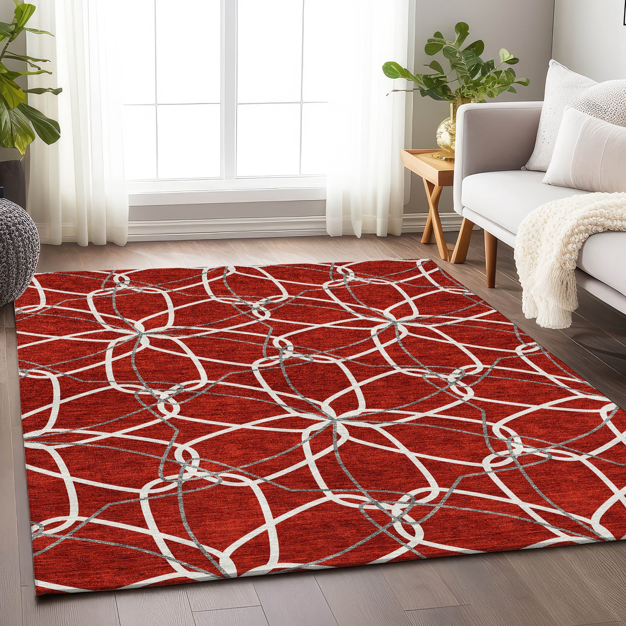 Cusco Machine Washable Transitional Red Rug 2'6" x 3'10" #shape_Rectangle