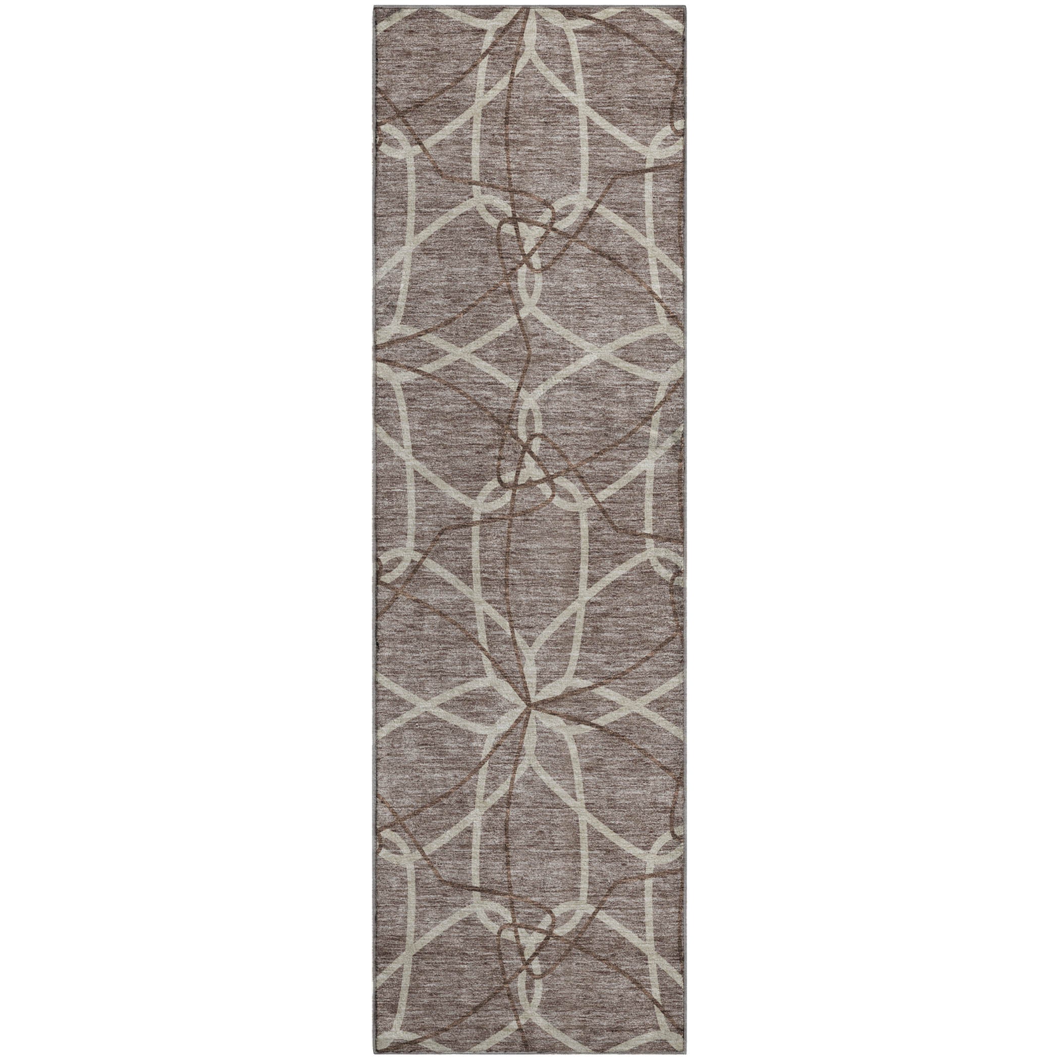 Cusco Machine Washable Transitional Taupe Brown Rug 2'3" x 7'6" #shape_Runner