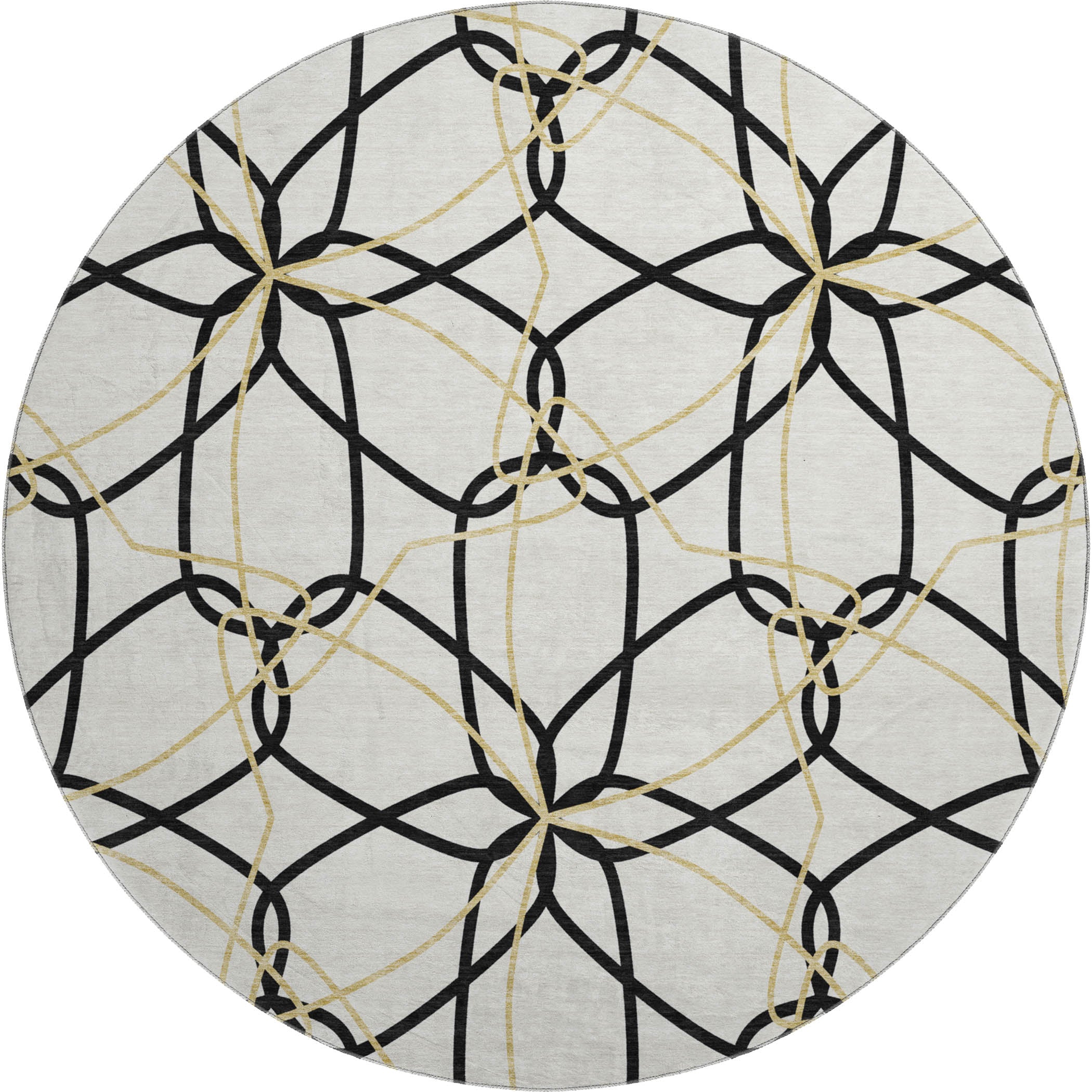Cusco Machine Washable Transitional White Ivory Rug 8' x 8' #shape_Round
