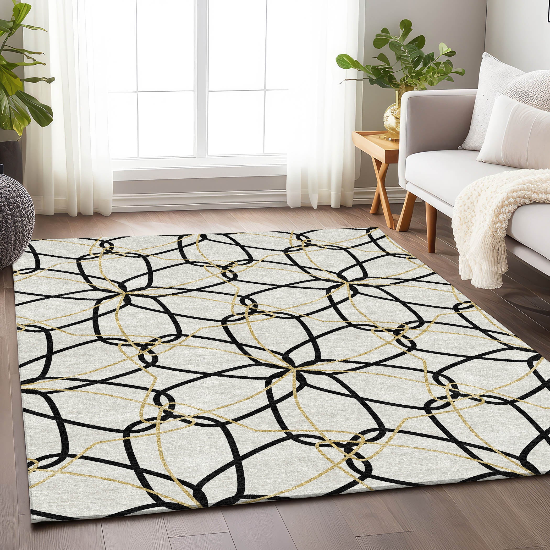Cusco Machine Washable Transitional White Ivory Rug 2'6" x 3'10" #shape_Rectangle